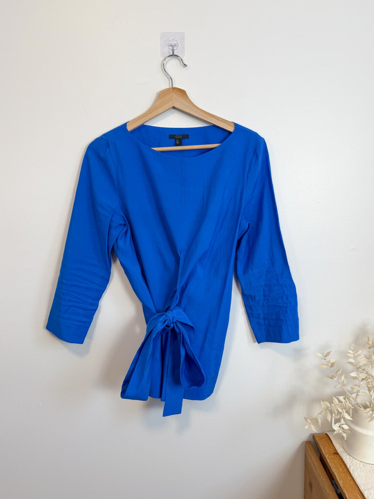COS Wrap Style 3/4 Sleeve Blouse in Royal Blue (Size 8)
