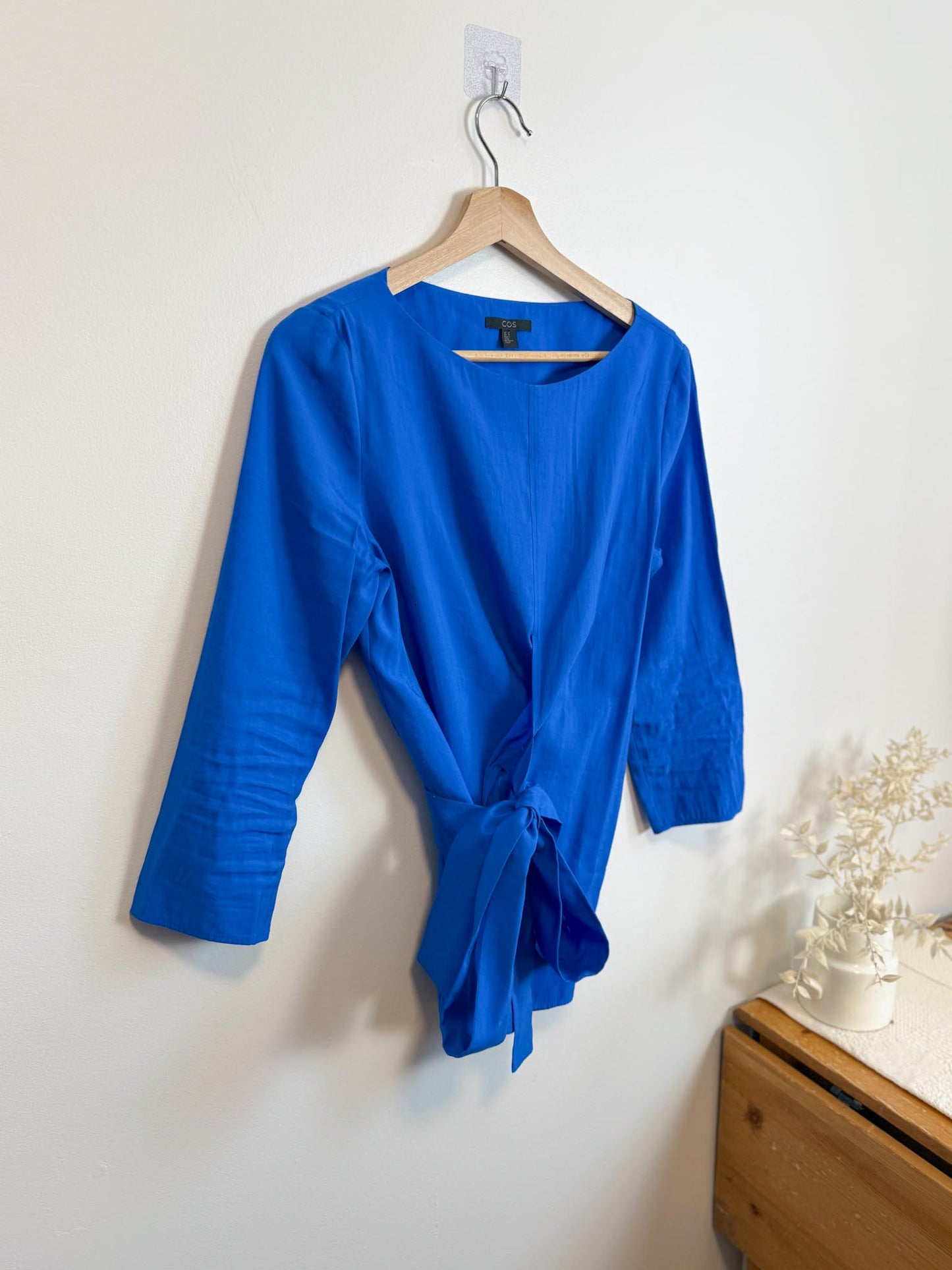 COS Wrap Style 3/4 Sleeve Blouse in Royal Blue (Size 8)