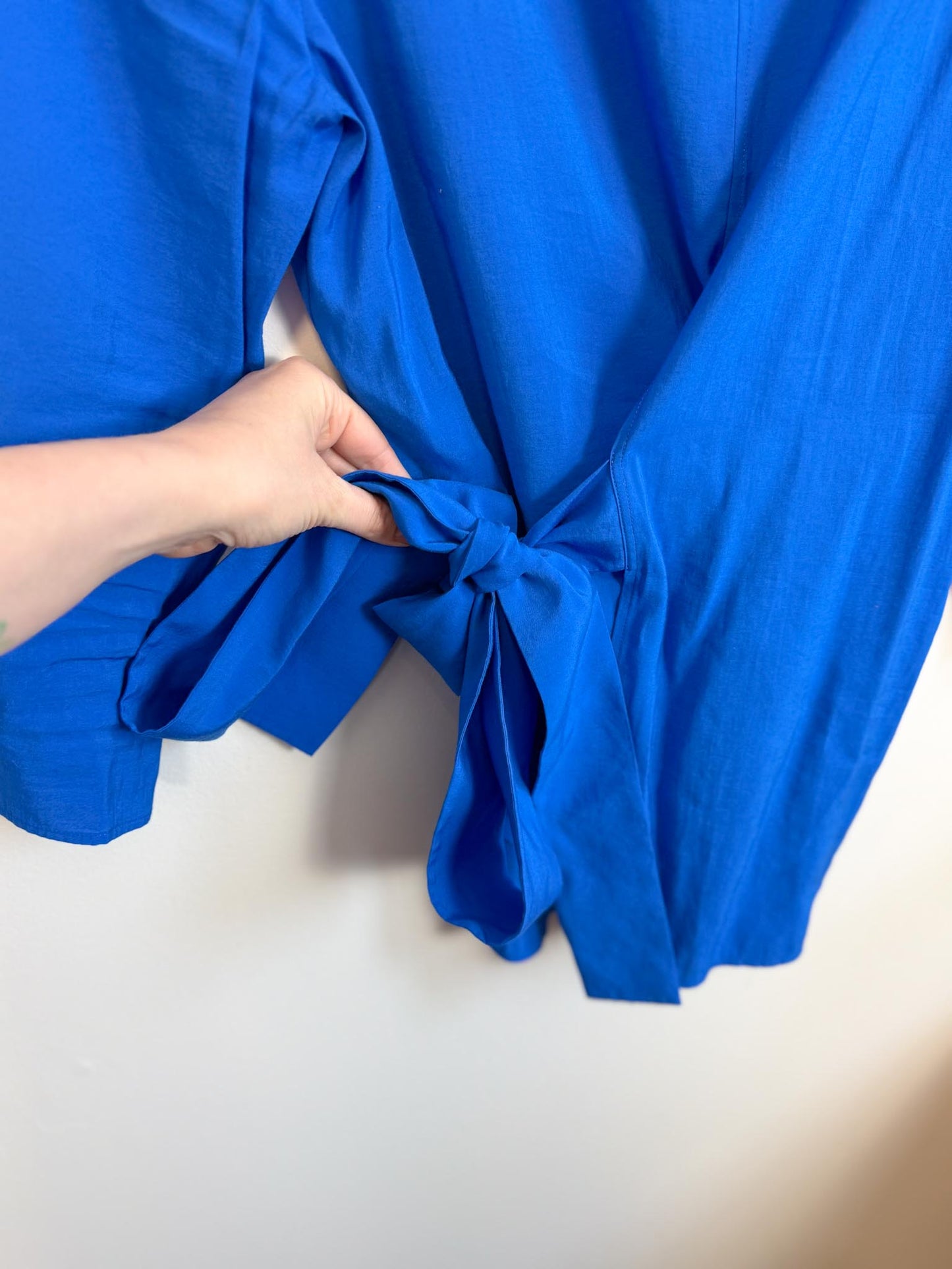 COS Wrap Style 3/4 Sleeve Blouse in Royal Blue (Size 8)