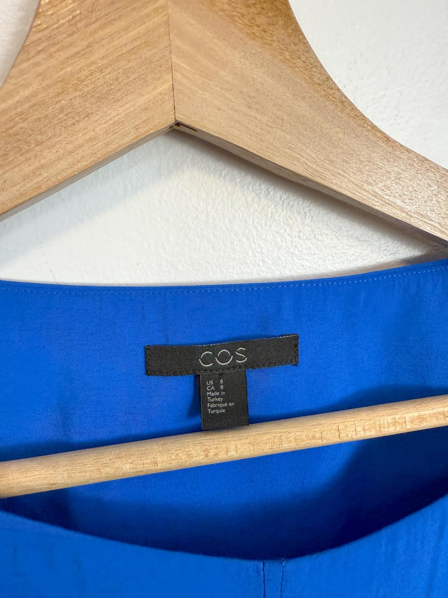 COS Wrap Style 3/4 Sleeve Blouse in Royal Blue (Size 8)