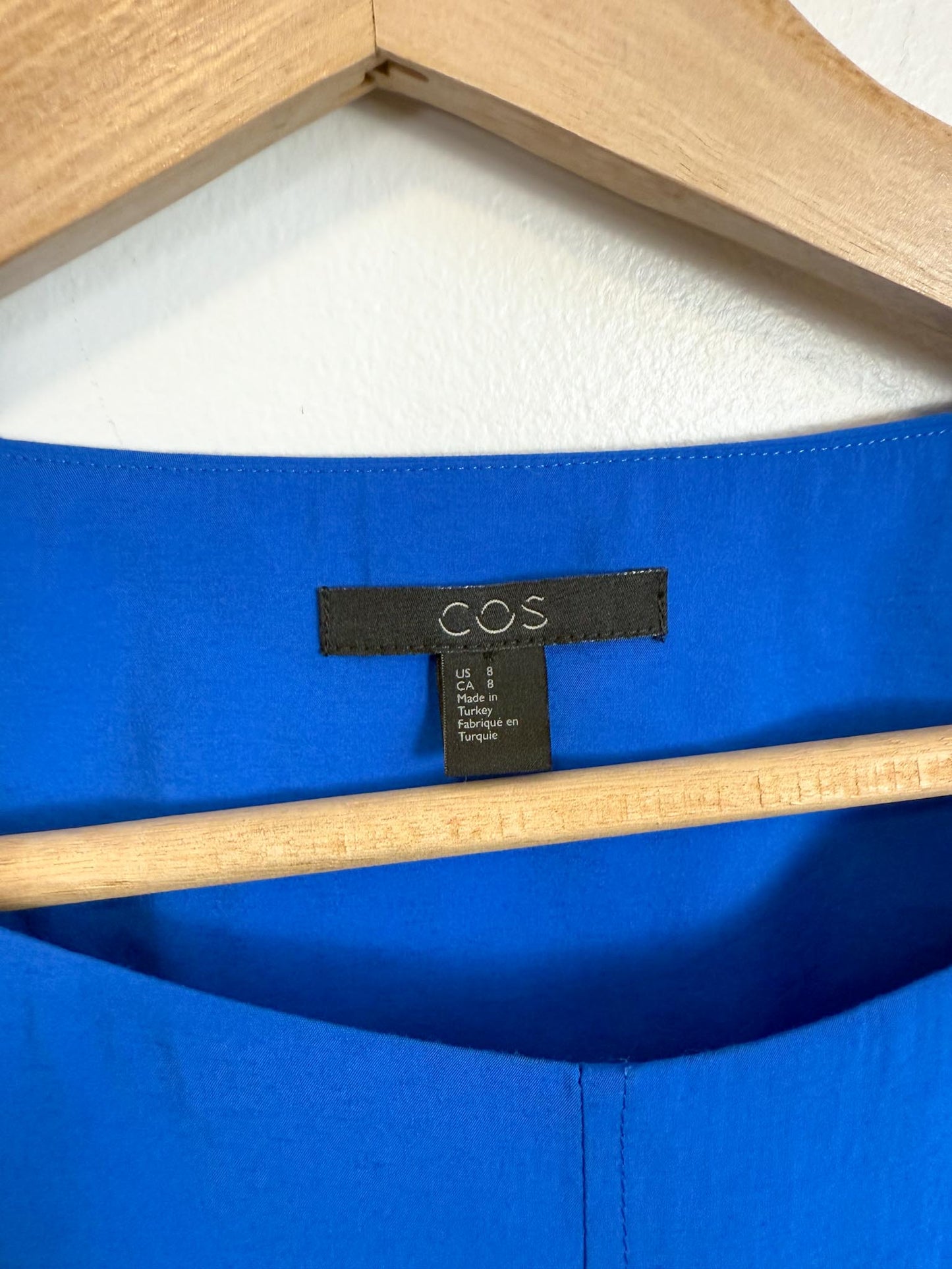 COS Wrap Style 3/4 Sleeve Blouse in Royal Blue (Size 8)