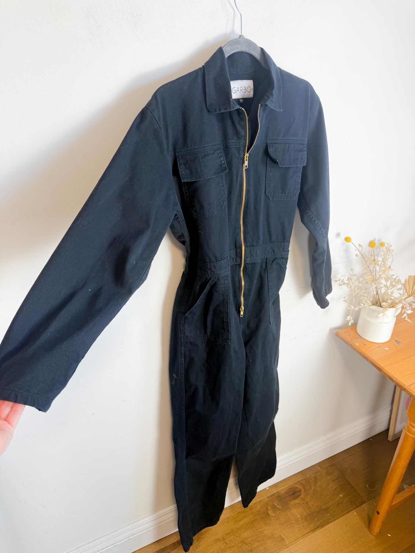 GARBO Slow Fashion "Hey Hey Utility Jumpsuit in Black" (Size S)