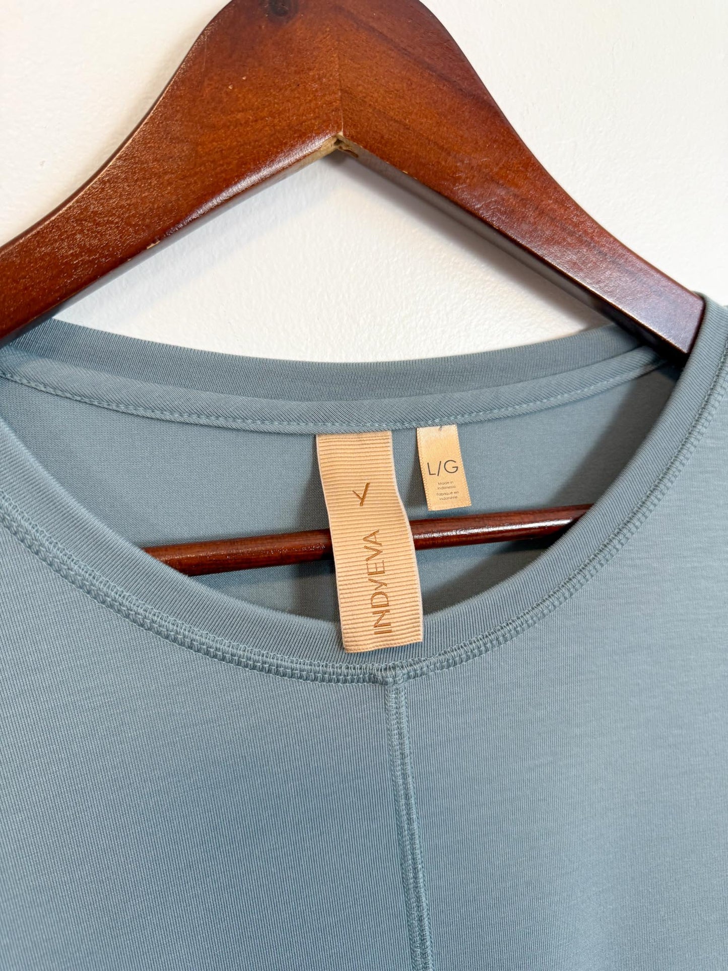 INDYEVA Slow Fashion "Short Sleeve KUIVA Dress in Slate Blue" (Size L)