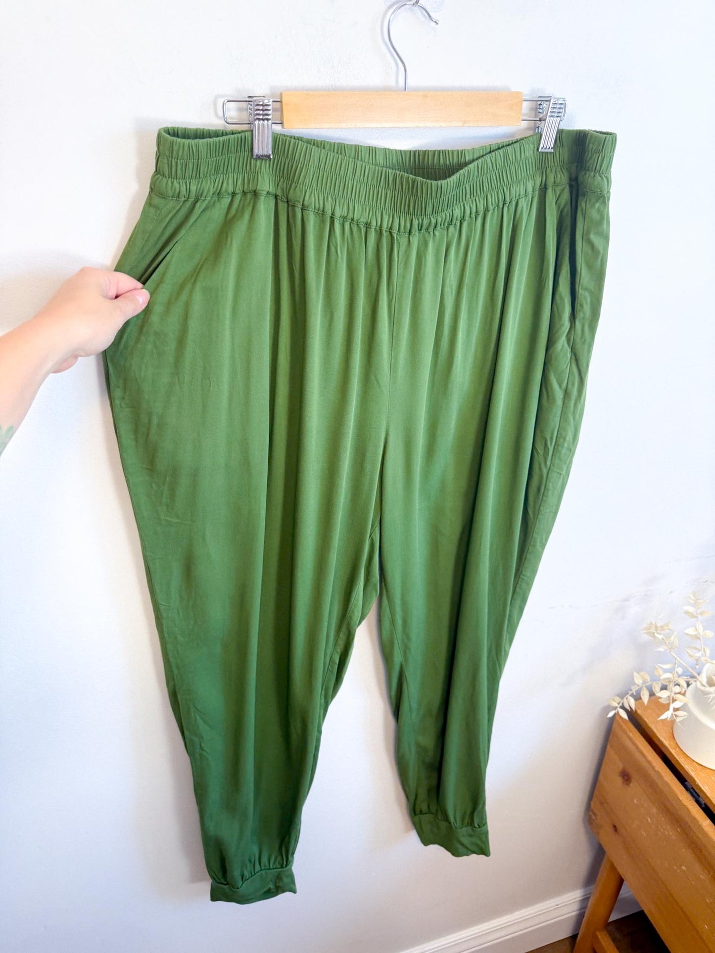 11 HONORE Pull On Trousers in Green (Size 2XL)