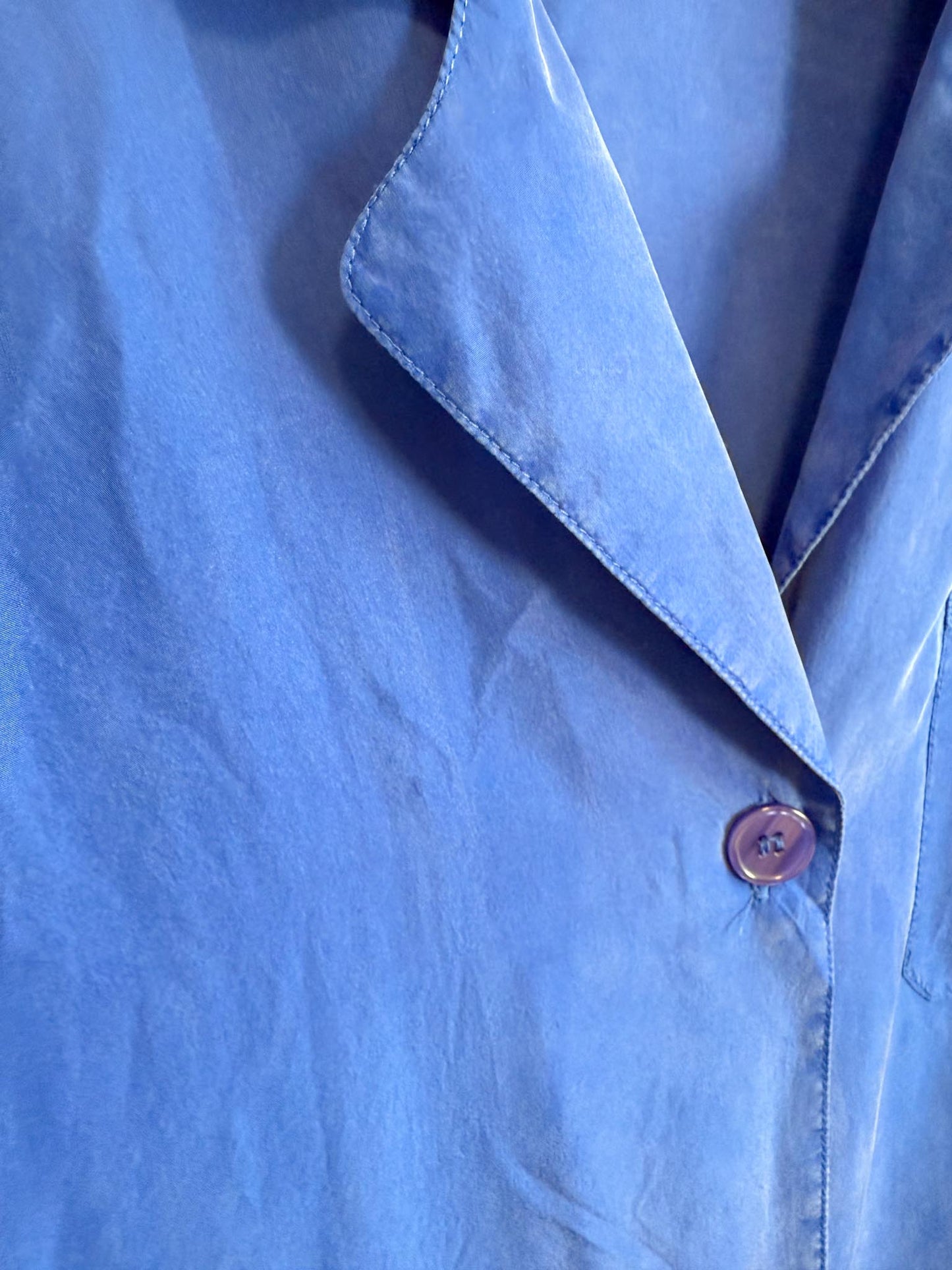 Vintage Silk Long Blouse in Royal Blue (Size M/L)