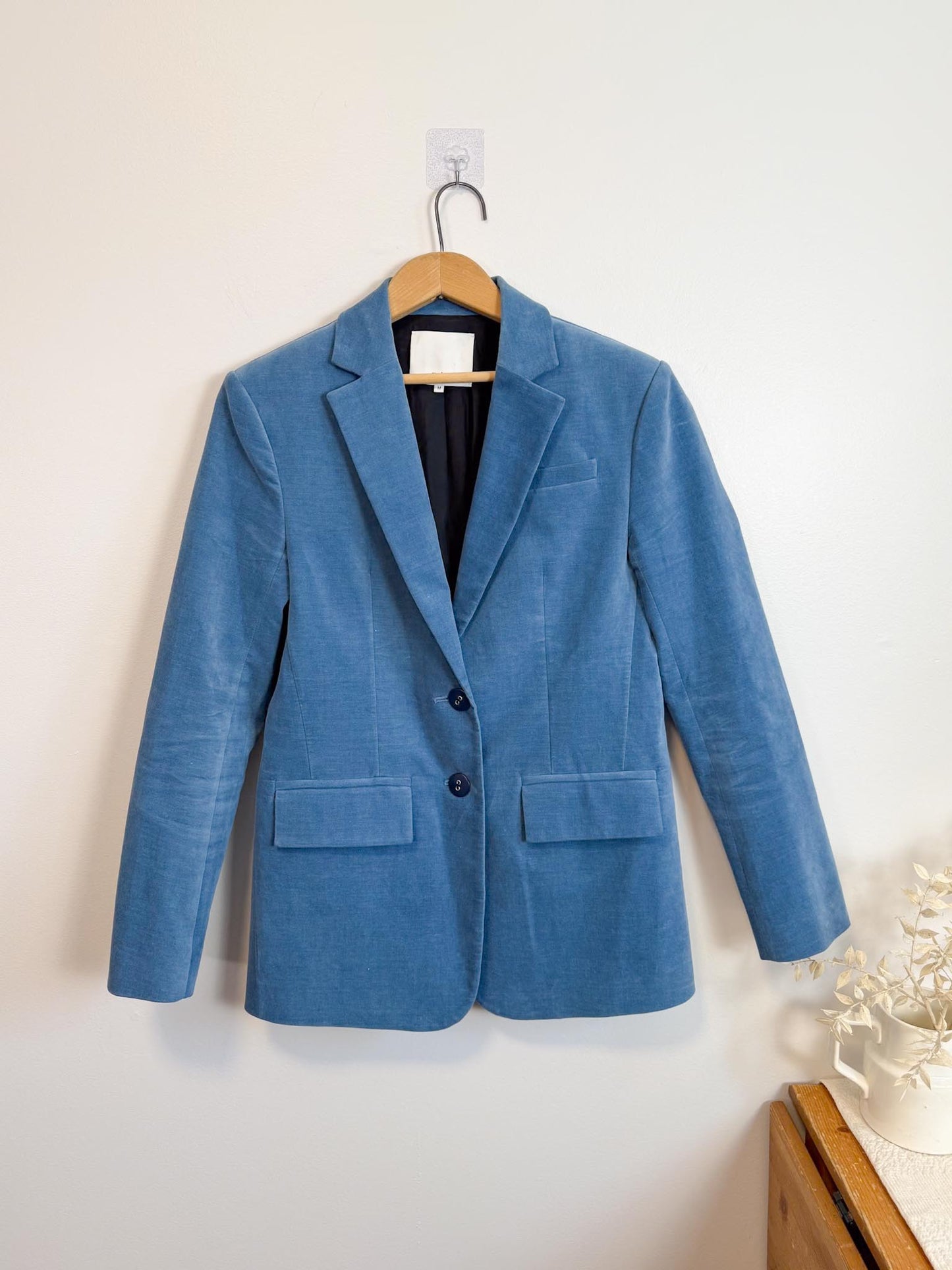 Tibi Designer Velvet Blazer in Blue (Size M)