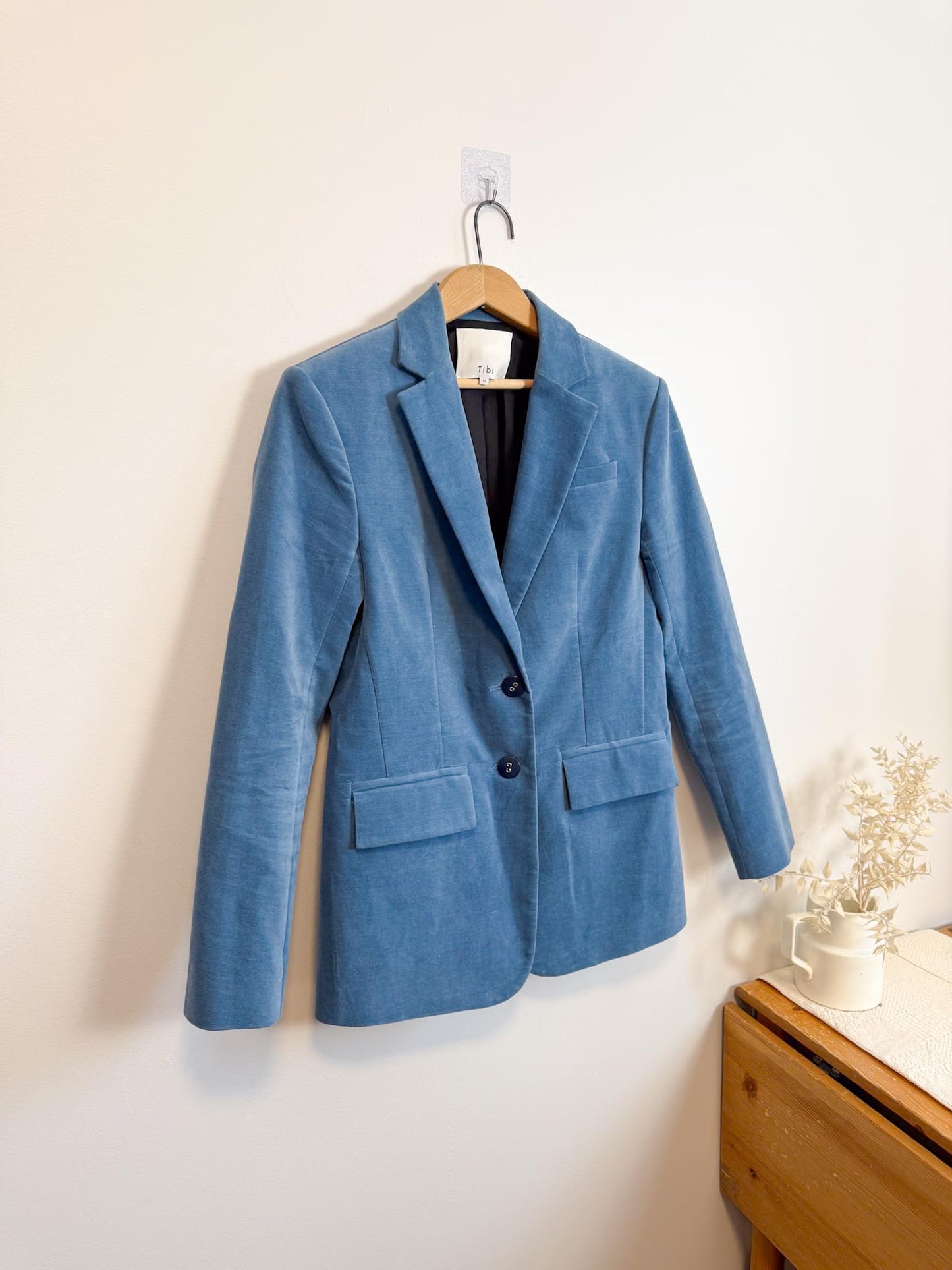 Tibi Designer Velvet Blazer in Blue (Size M)