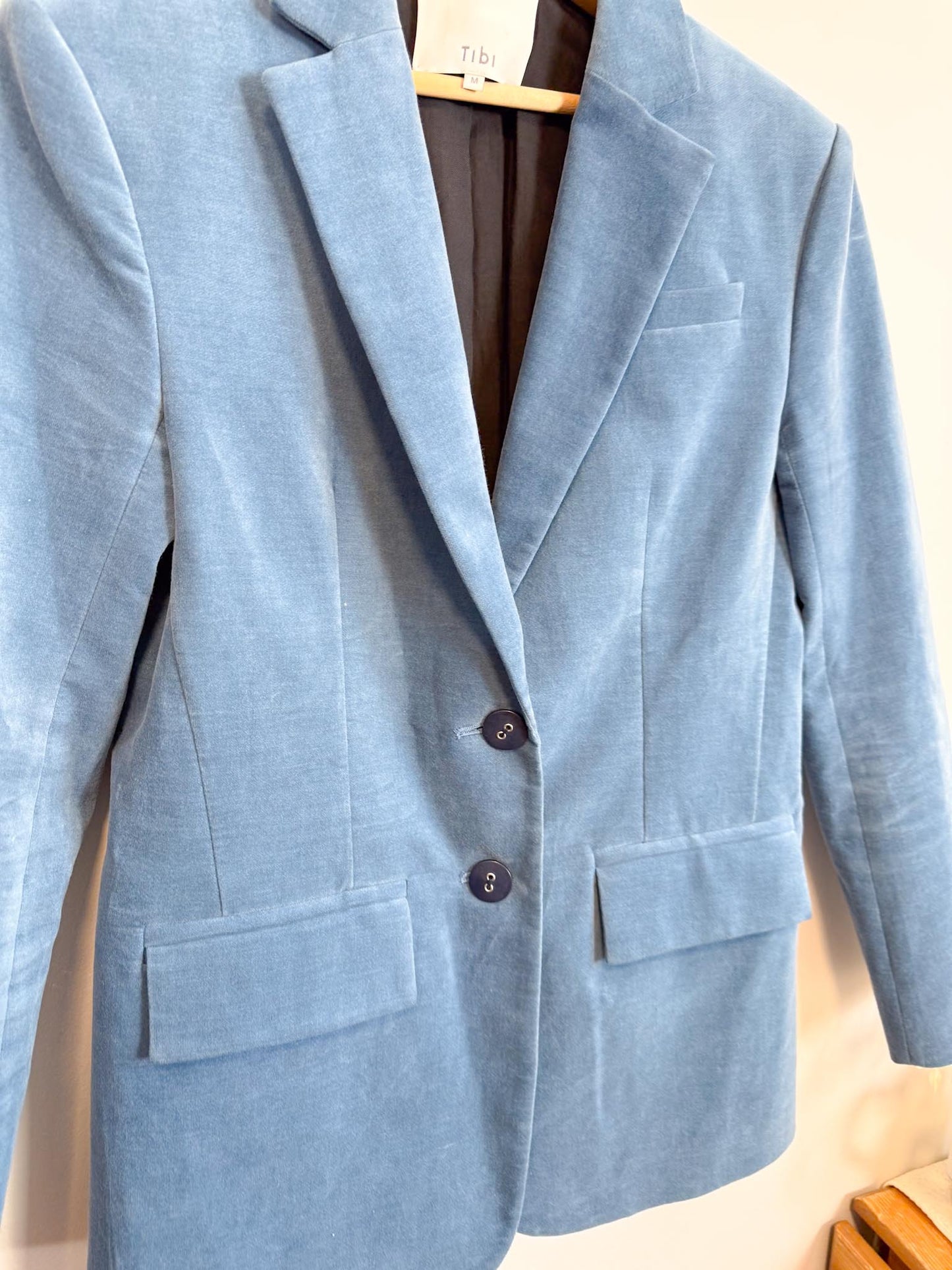 Tibi Designer Velvet Blazer in Blue (Size M)