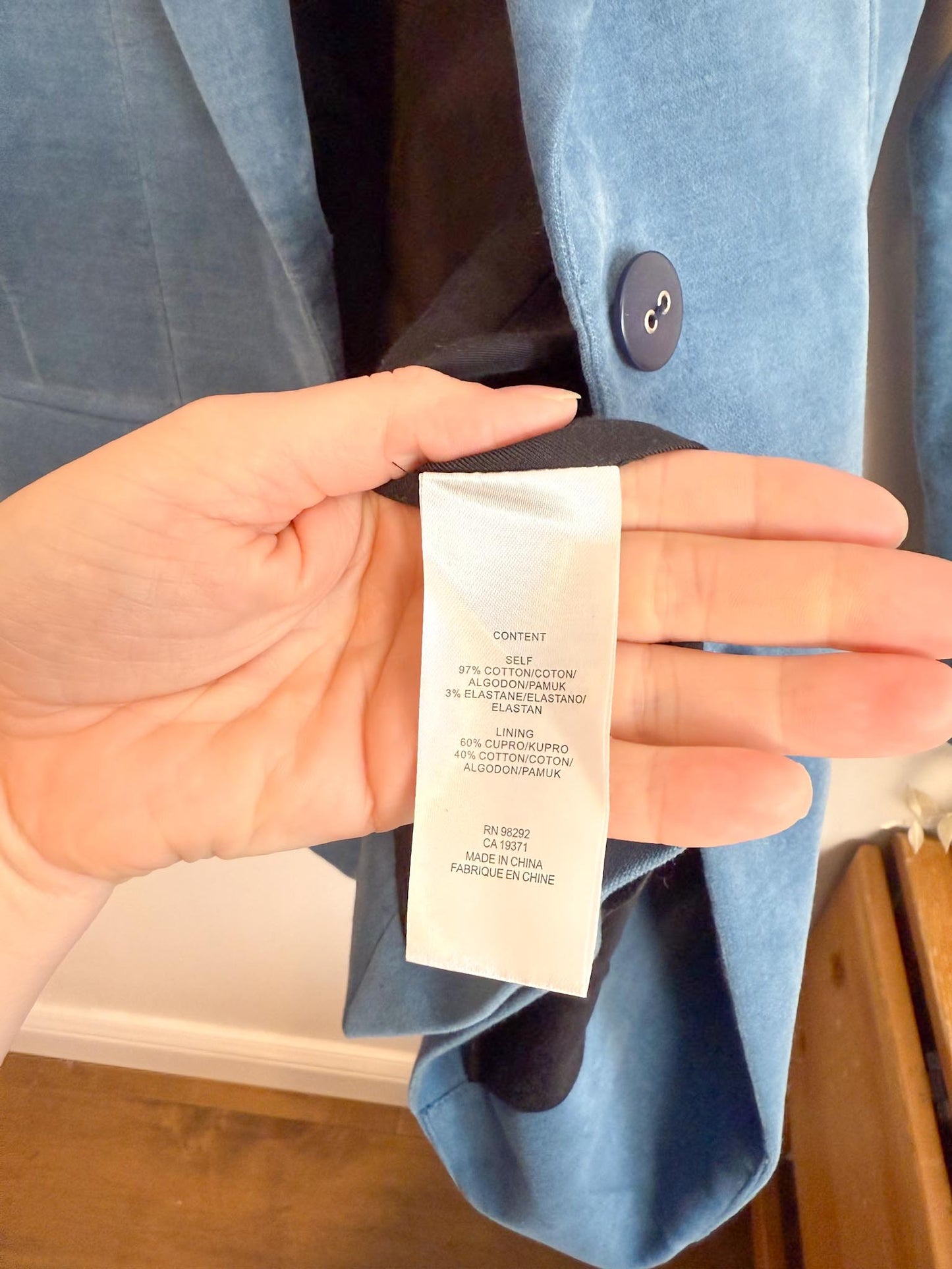 Tibi Designer Velvet Blazer in Blue (Size M)