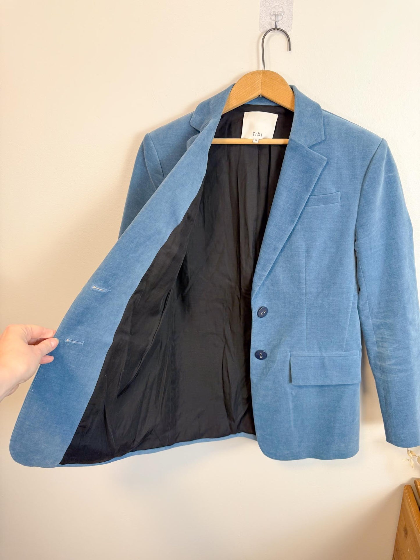 Tibi Designer Velvet Blazer in Blue (Size M)