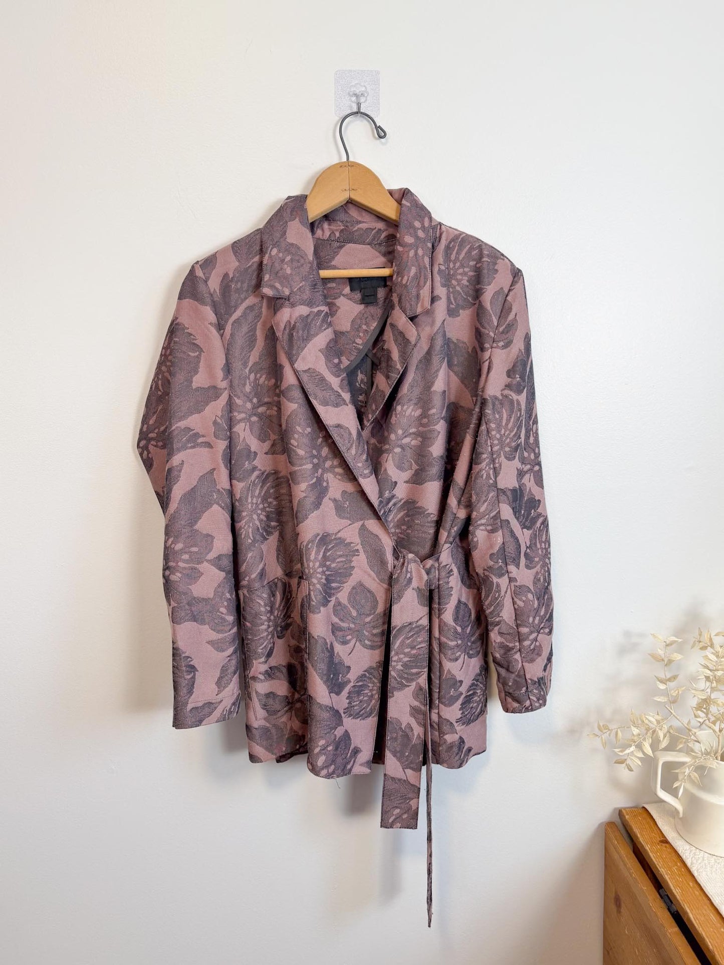 J.Crew Wrap Style Blazer with Dusty Rose Leaf Print (Size S/M)