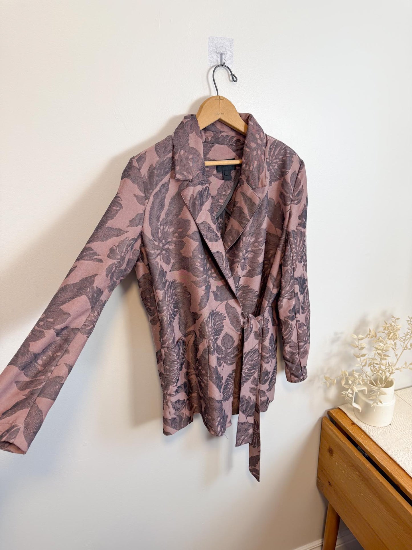 J.Crew Wrap Style Blazer with Dusty Rose Leaf Print (Size S/M)