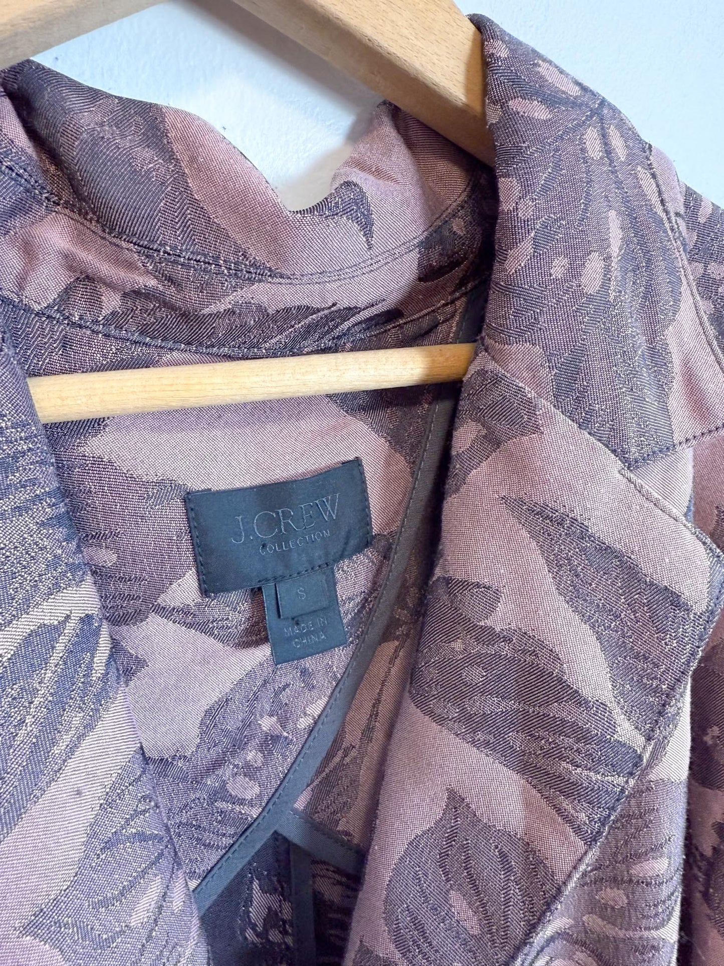 J.Crew Wrap Style Blazer with Dusty Rose Leaf Print (Size S/M)