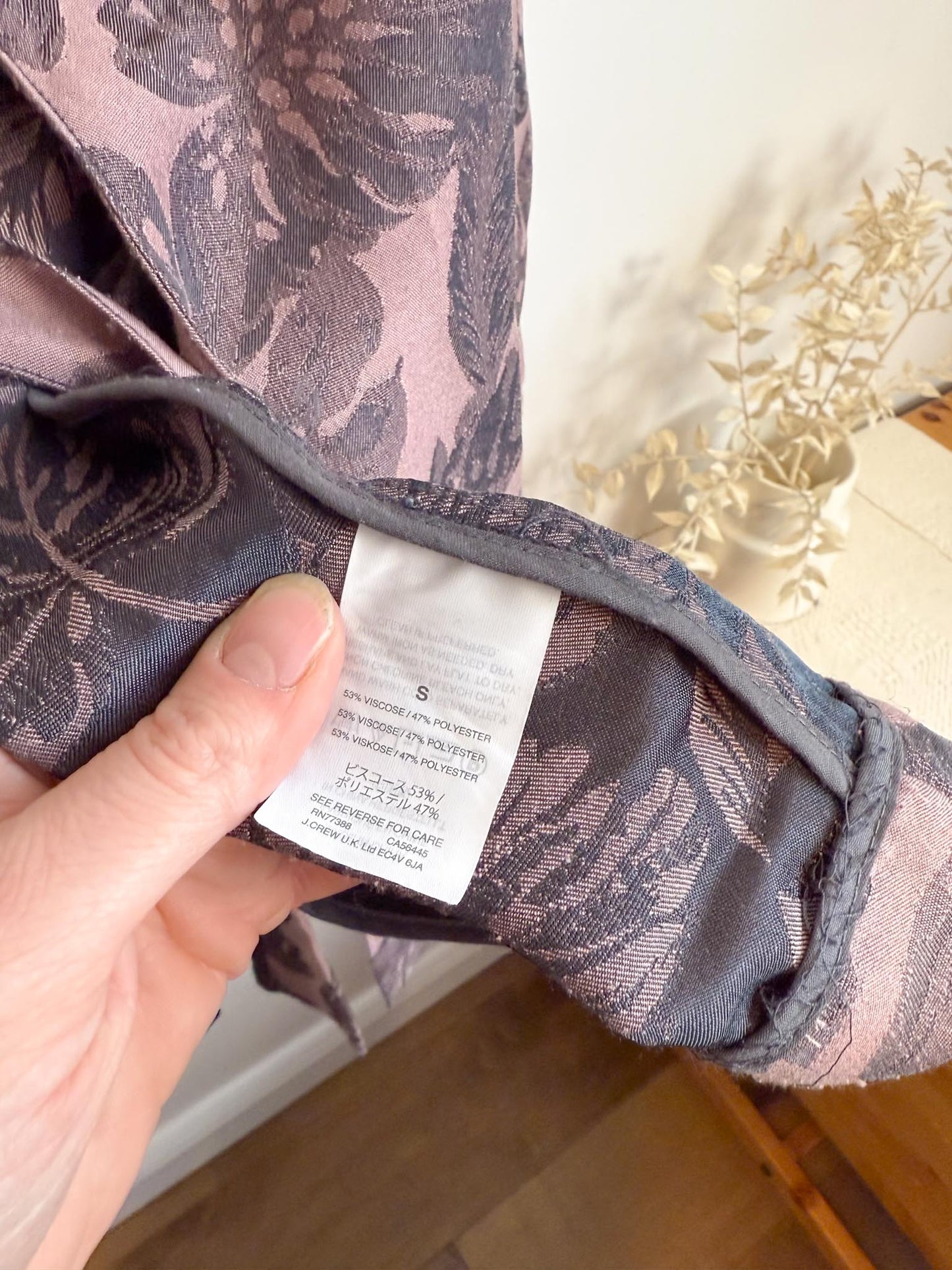 J.Crew Wrap Style Blazer with Dusty Rose Leaf Print (Size S/M)