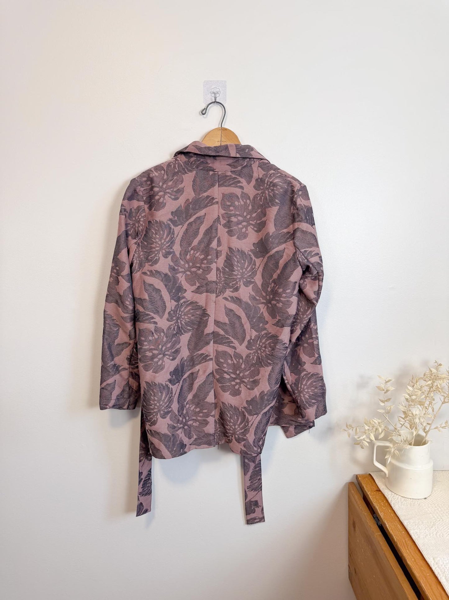 J.Crew Wrap Style Blazer with Dusty Rose Leaf Print (Size S/M)