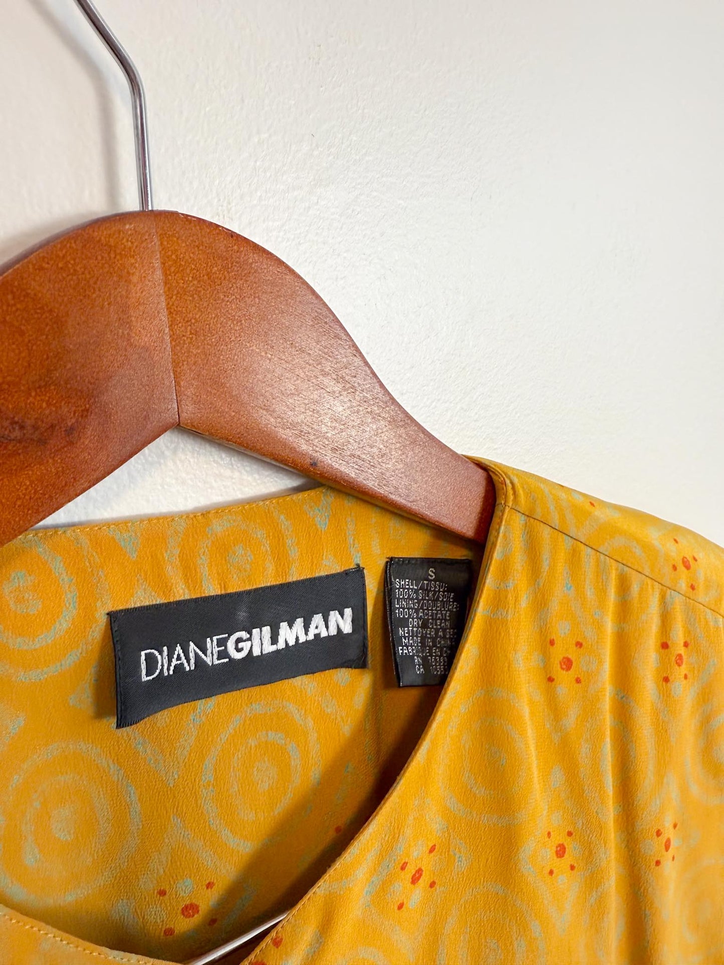 Vintage Silk Blazer in Mustard Print (Size S/M)