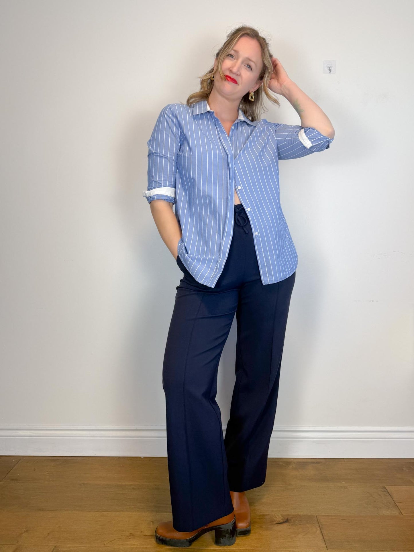 By Malene Birger Designer "Brigitta Blouse in Blue/White Stripe" (Size M)