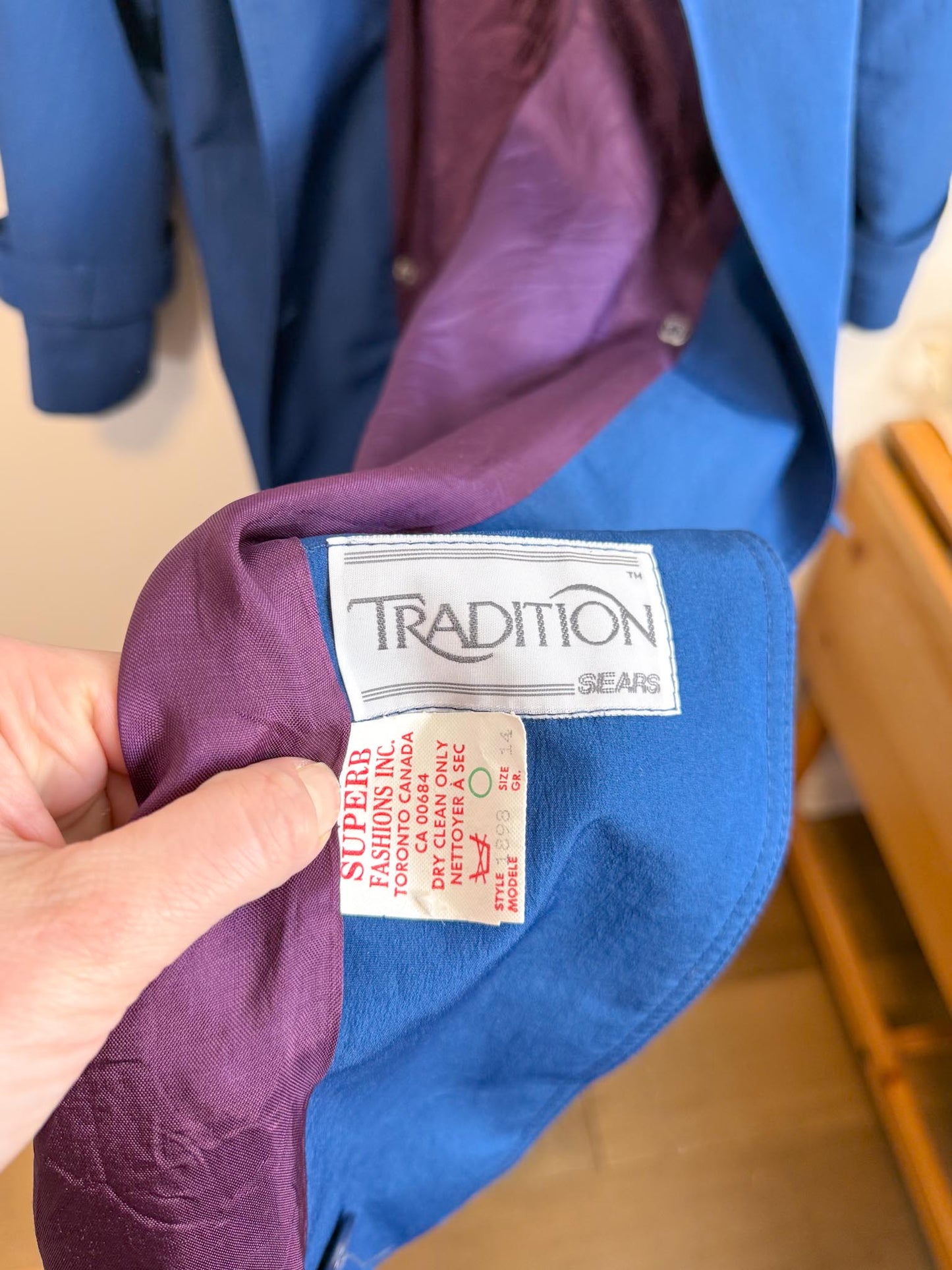 Vintage Sears Trench Coat in Blue (Size L)