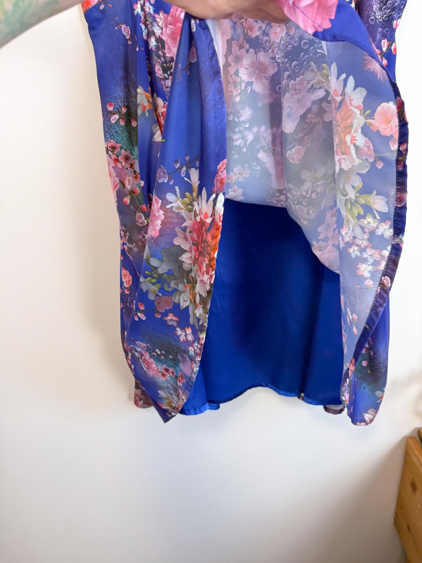 Modcloth Floral Skirt in Blue/Pink (Size 2X)