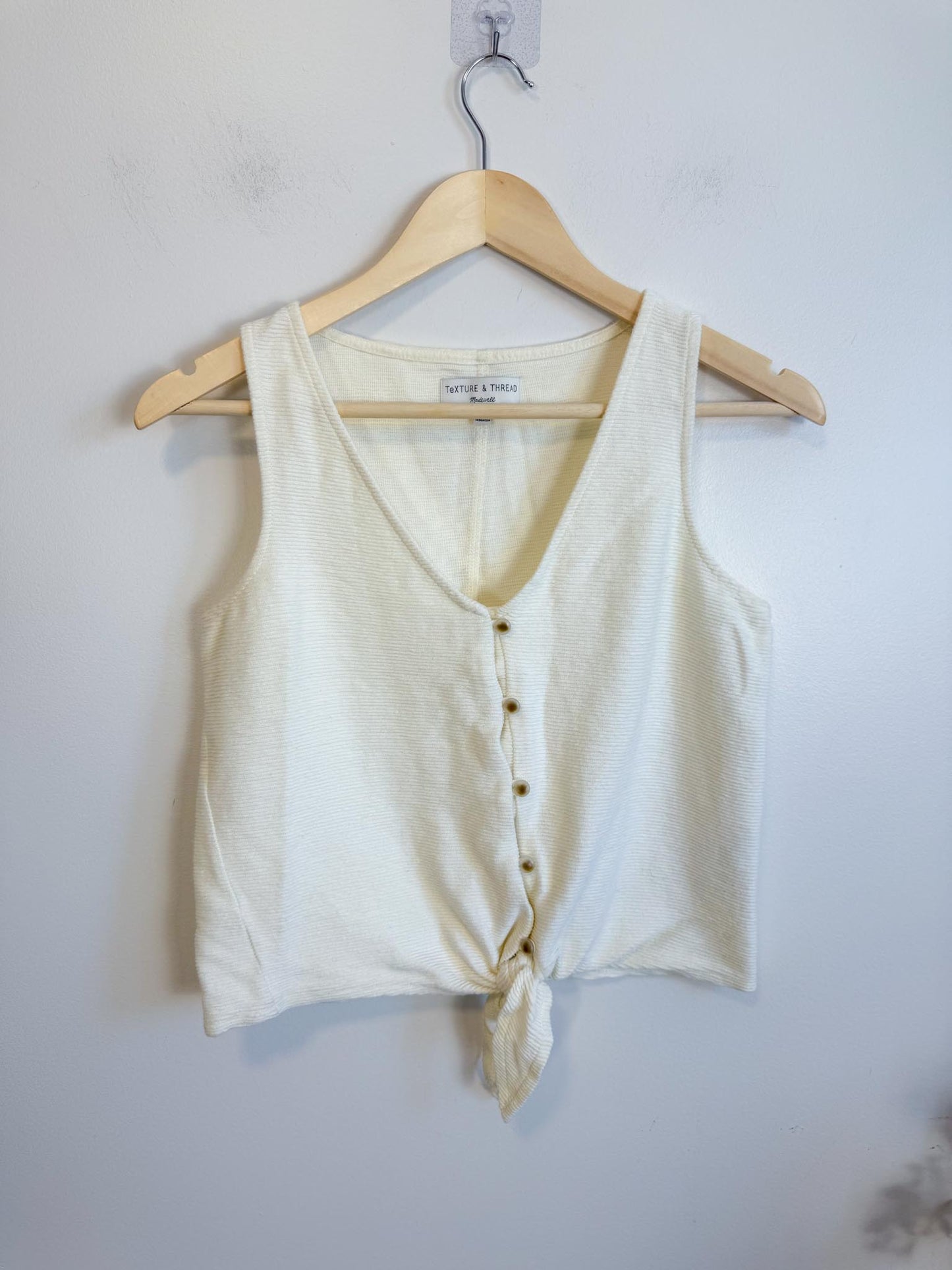Madewell "Texture & Thread Tie-Front Tank Top" in White (Size S)