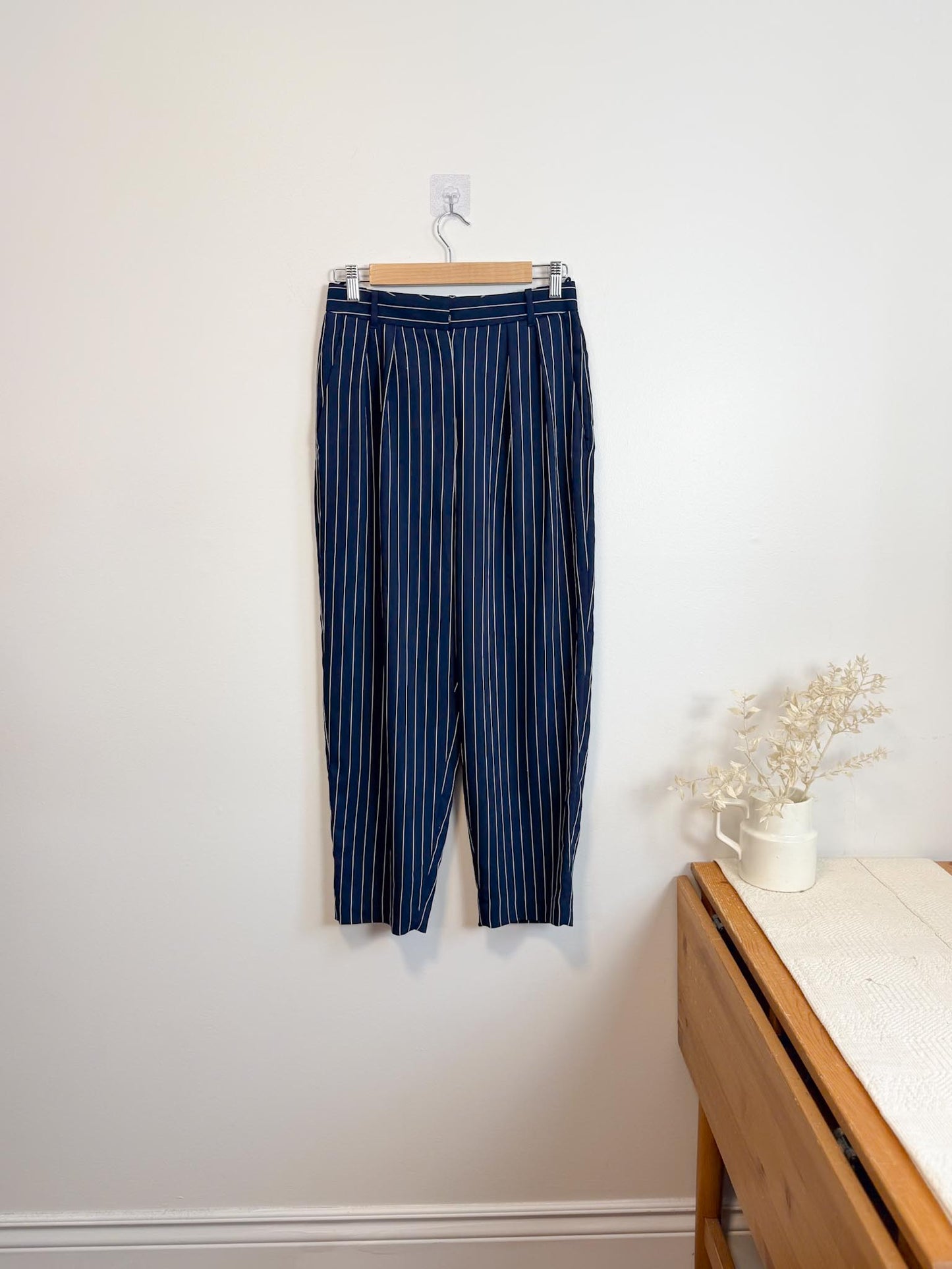 Babaton Pinstriped "Modesto Trousers in Navy/White" (Size 6)