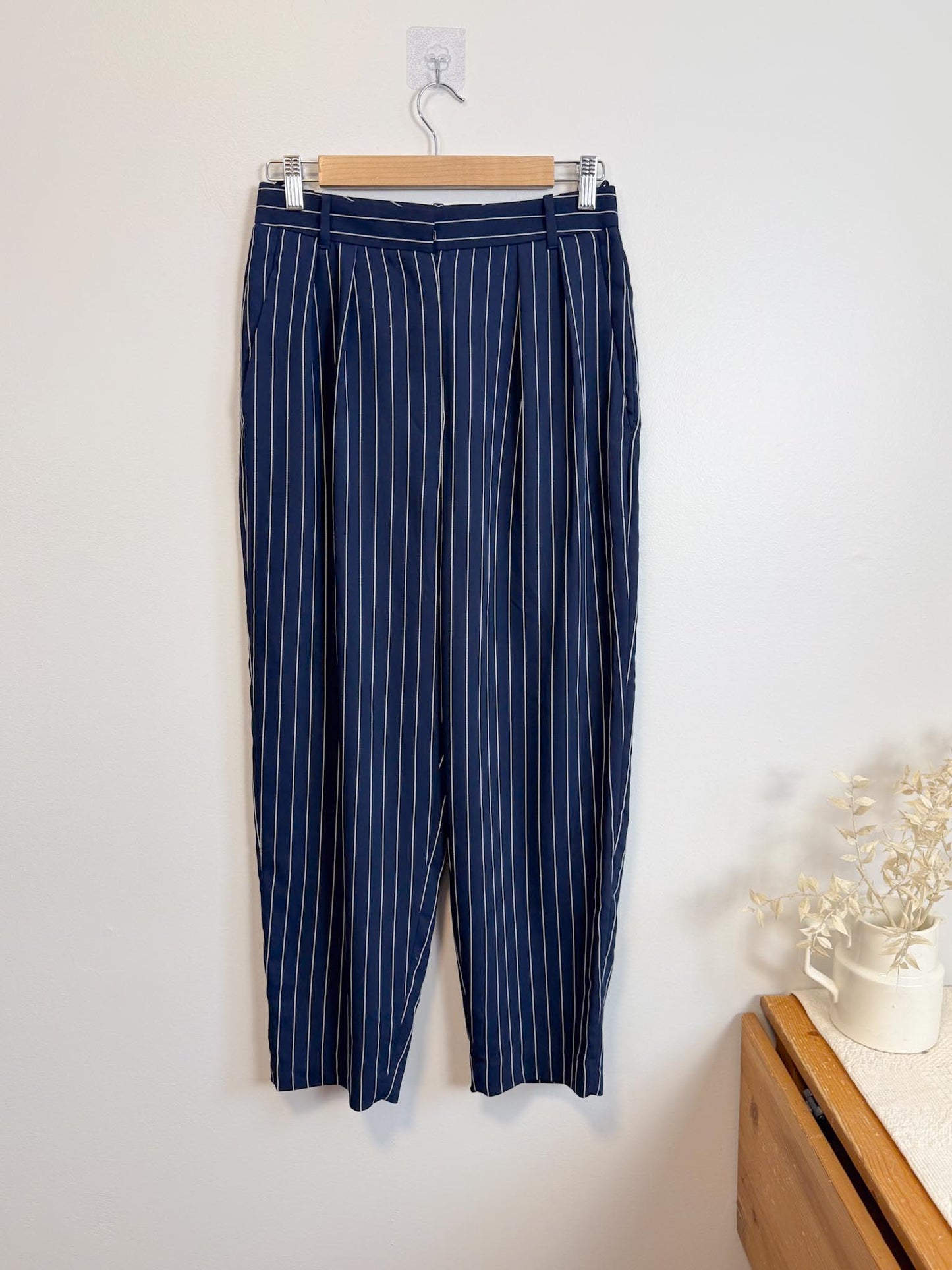Babaton Pinstriped "Modesto Trousers in Navy/White" (Size 6)