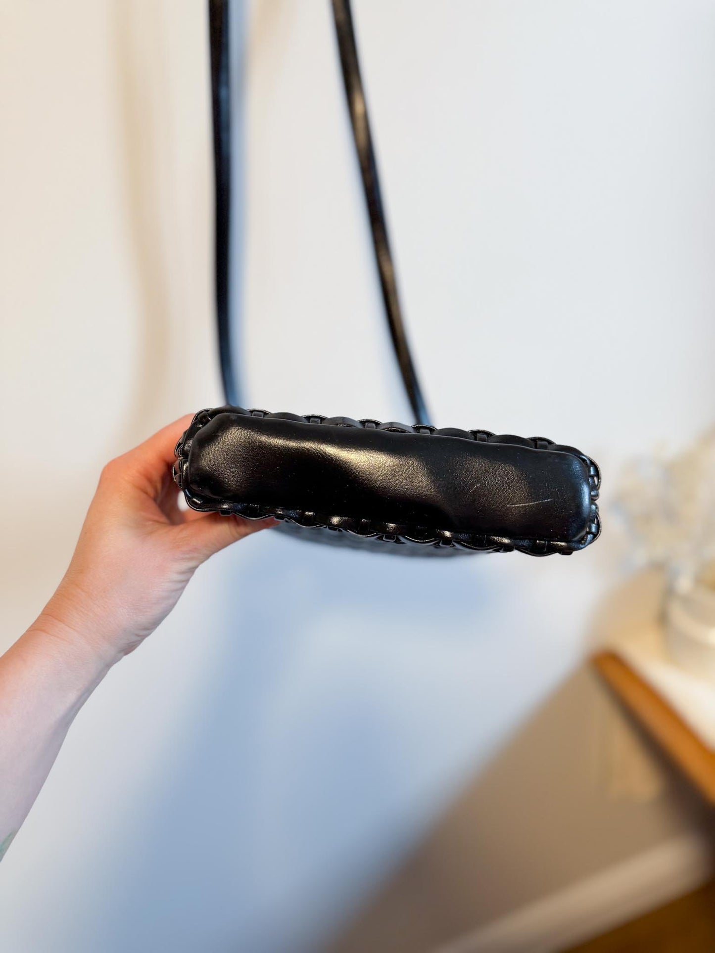 DKNY Small Woven Crossbody Purse in Black