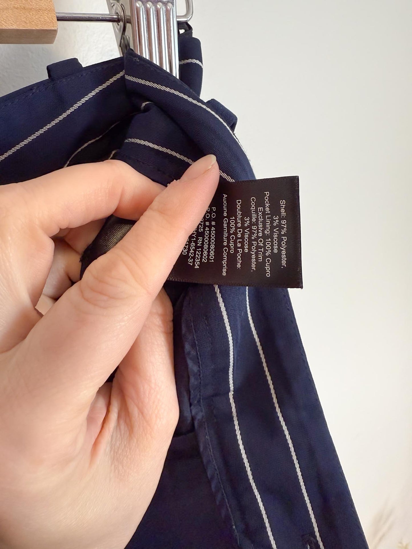 Babaton Pinstriped "Modesto Trousers in Navy/White" (Size 6)