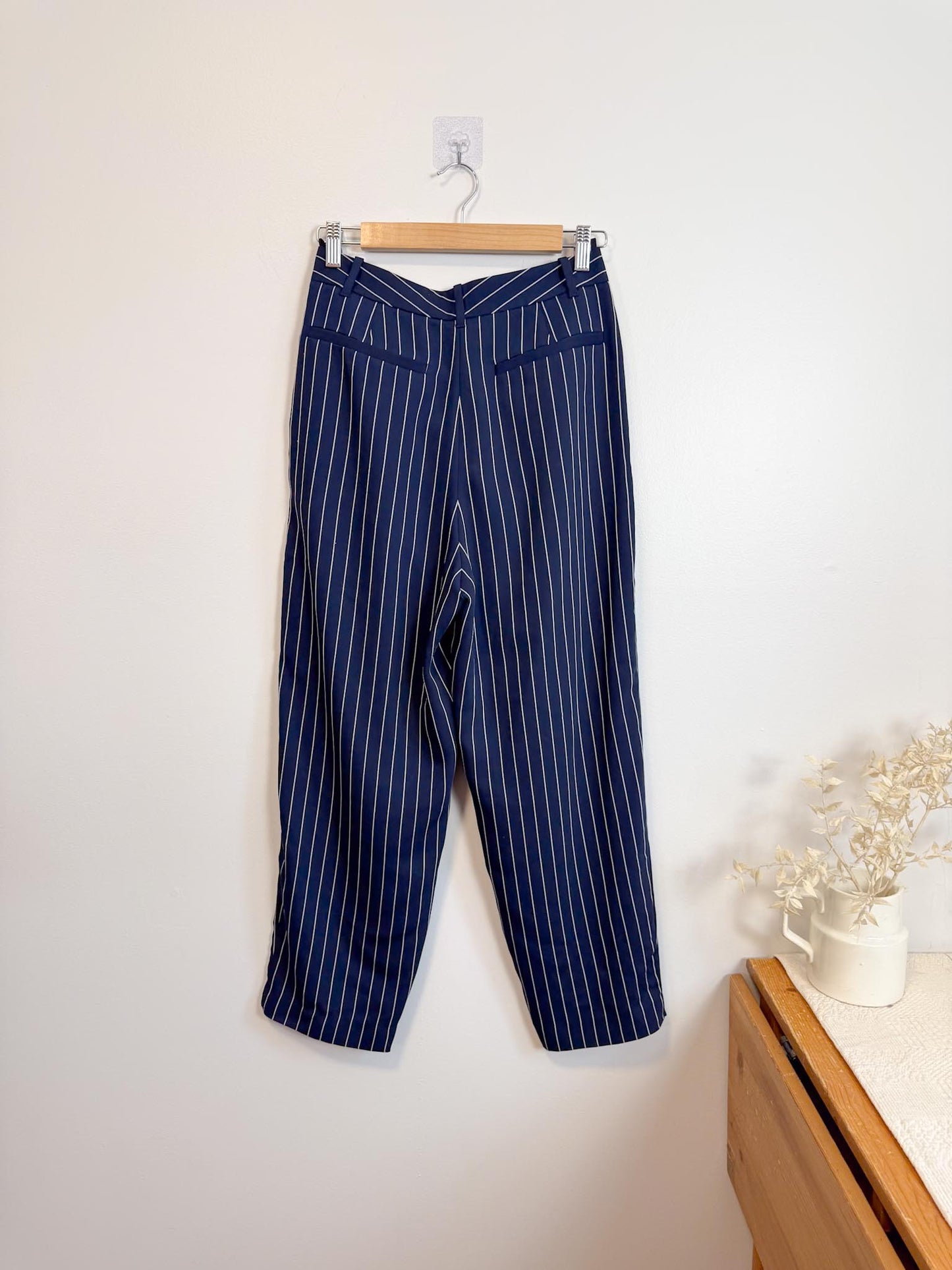 Babaton Pinstriped "Modesto Trousers in Navy/White" (Size 6)