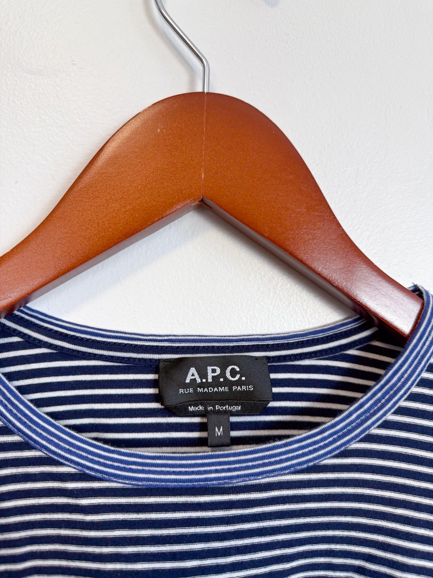 A.P.C Paris Striped T-Shirt in Navy (Size M)
