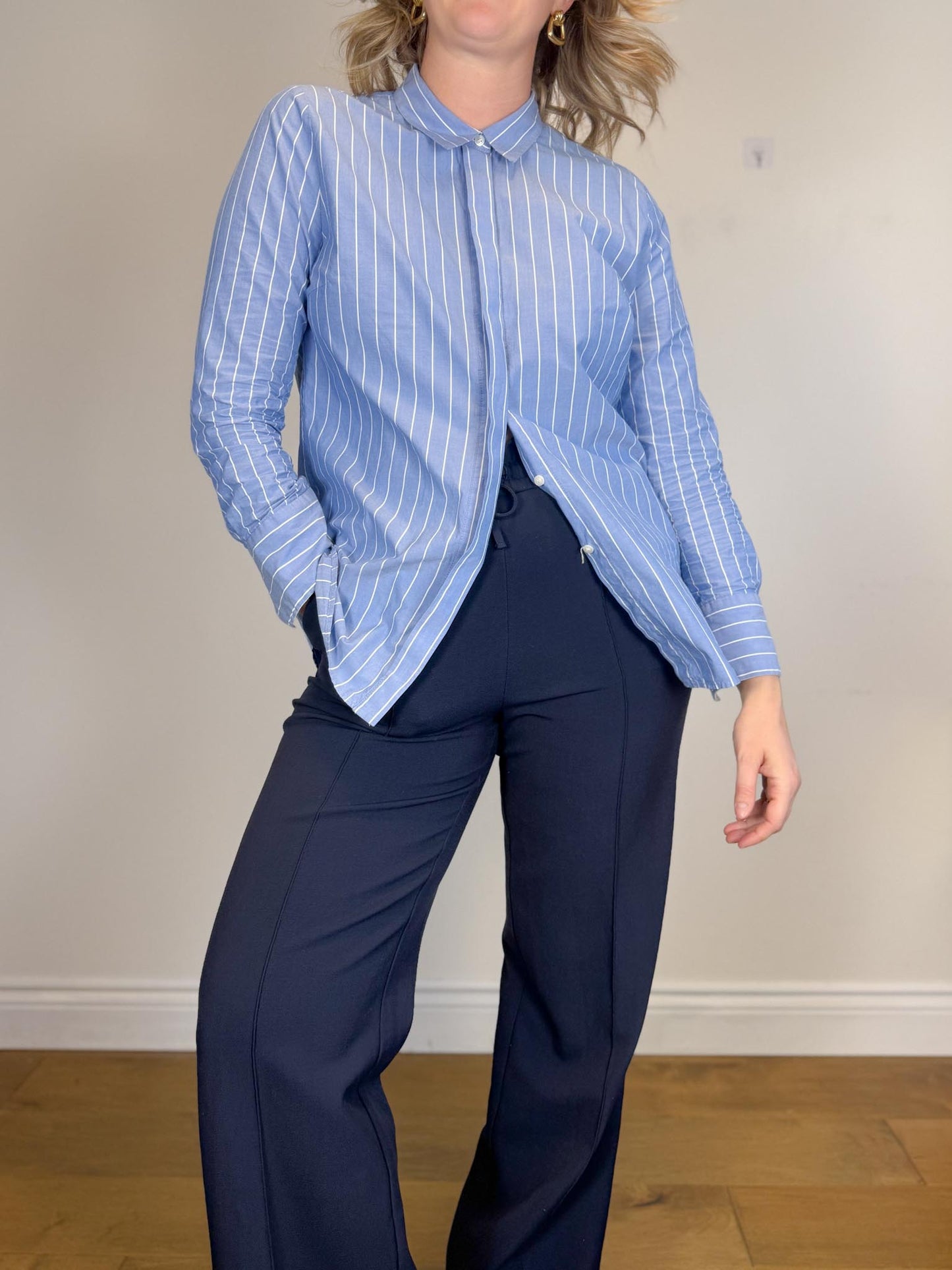 By Malene Birger Designer "Brigitta Blouse in Blue/White Stripe" (Size M)