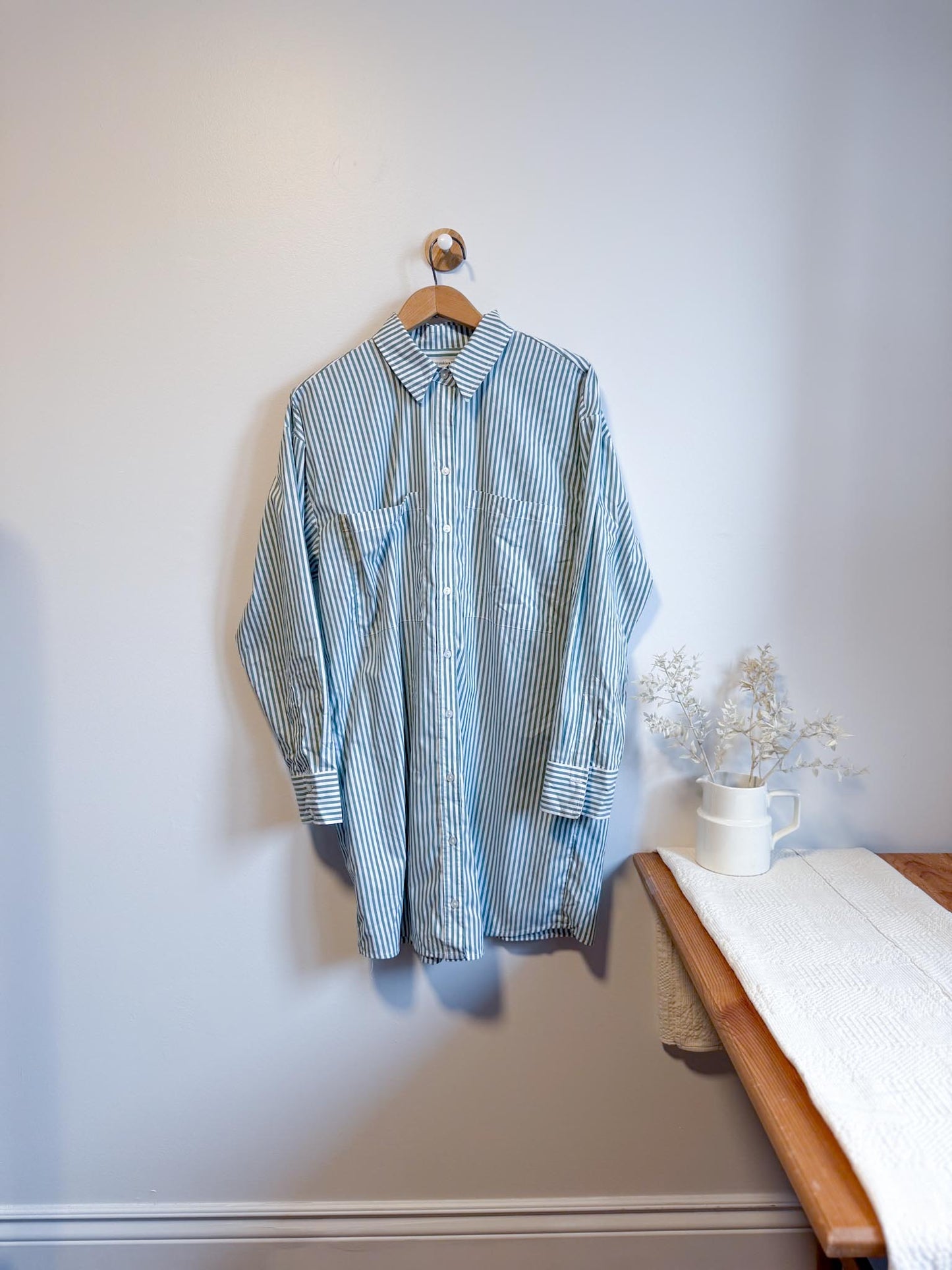 Abercrombie & Fitch Shirt Dress in Green/White Stripe NWT (Size M Tall)