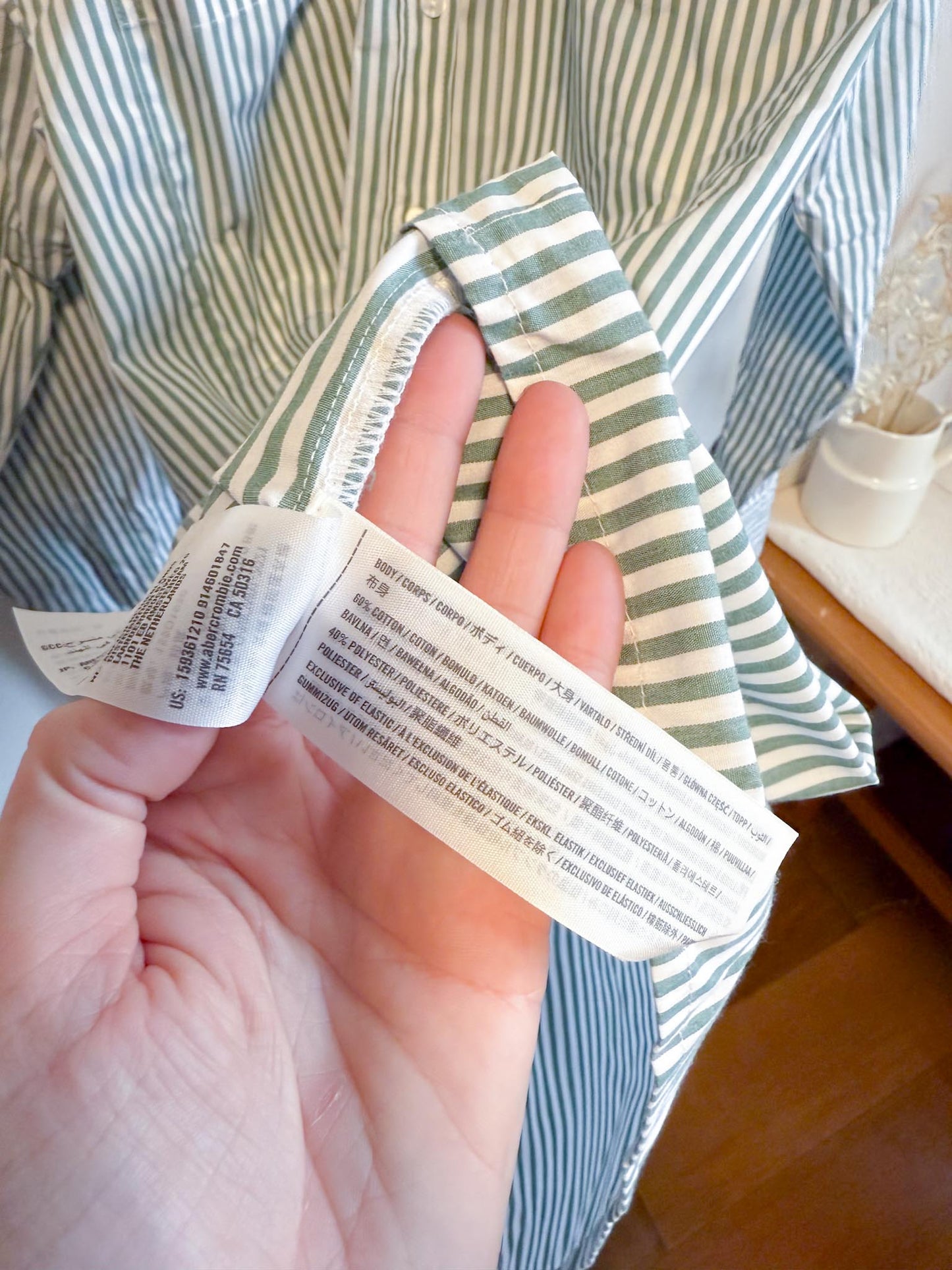 Abercrombie & Fitch Shirt Dress in Green/White Stripe NWT (Size M Tall)