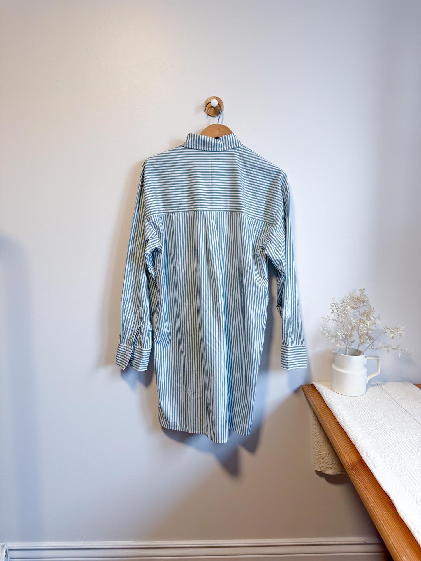 Abercrombie & Fitch Shirt Dress in Green/White Stripe NWT (Size M Tall)