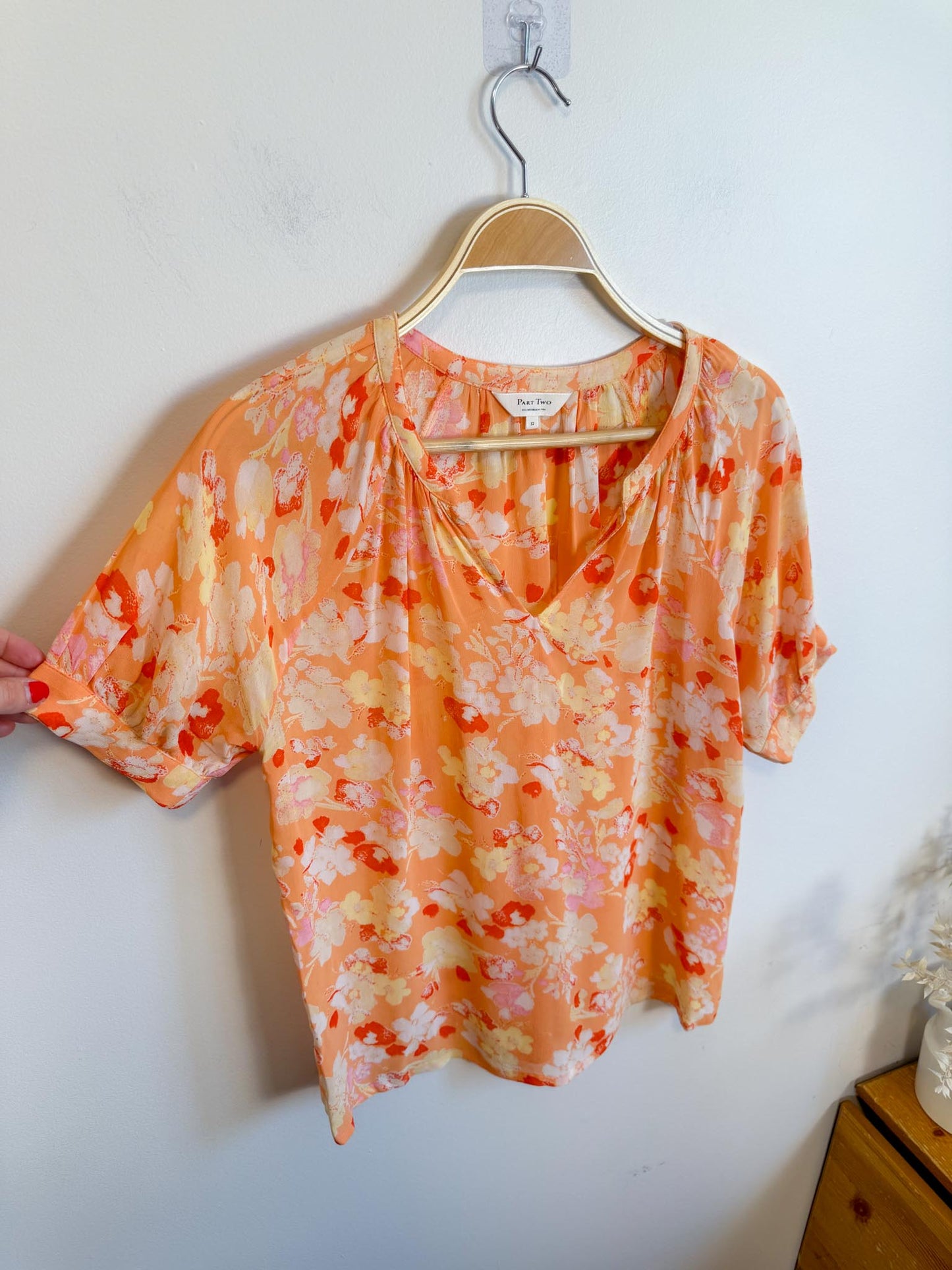 Part Two Popsy Blouse in Orange Floral (Size S)