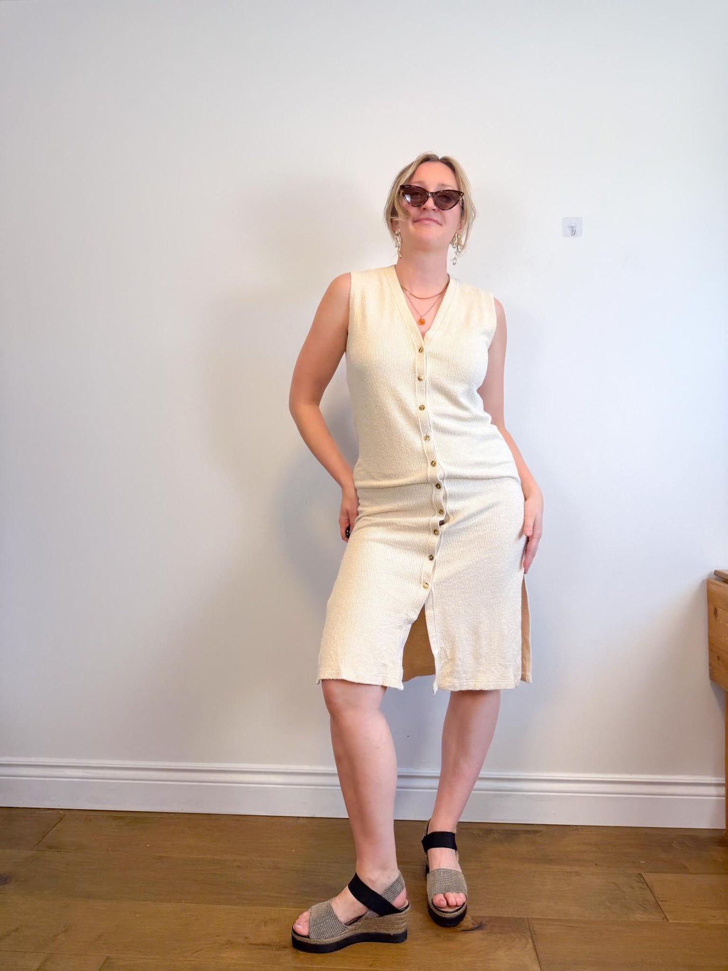 Vintage Neutral Textured Beach Cover Up (Size M)