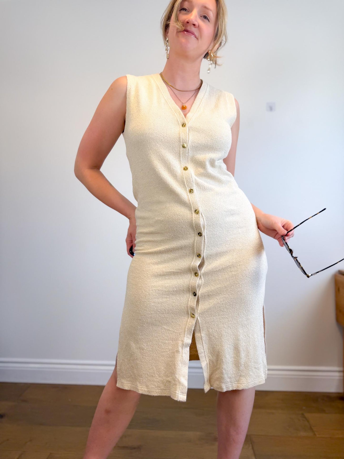 Vintage Neutral Textured Beach Cover Up (Size M)