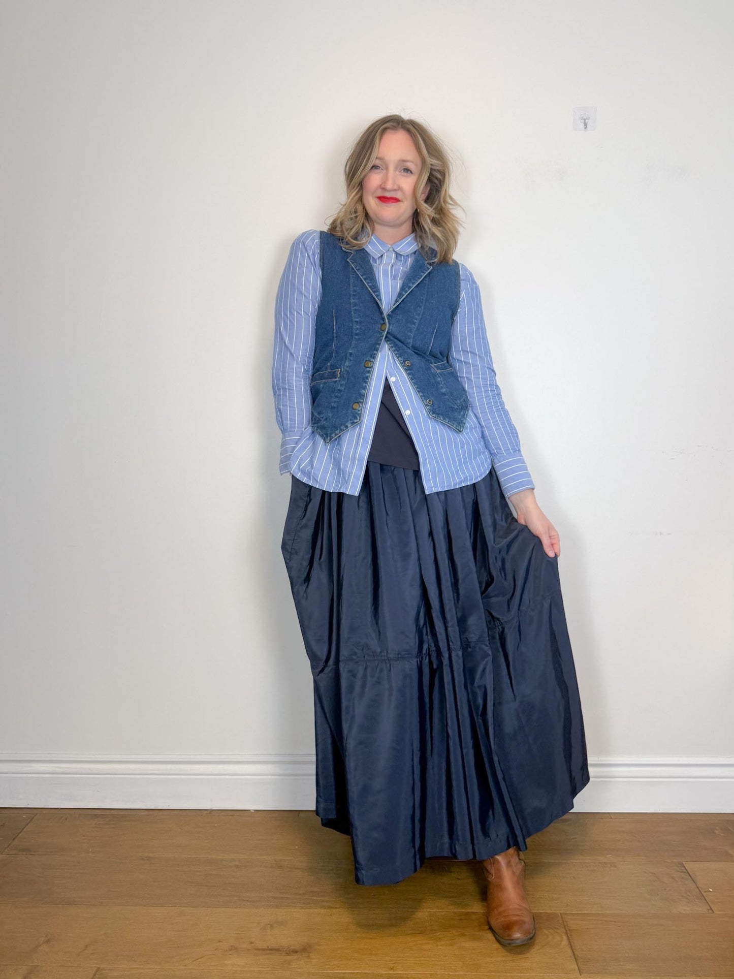 By Malene Birger Designer "Brigitta Blouse in Blue/White Stripe" (Size M)