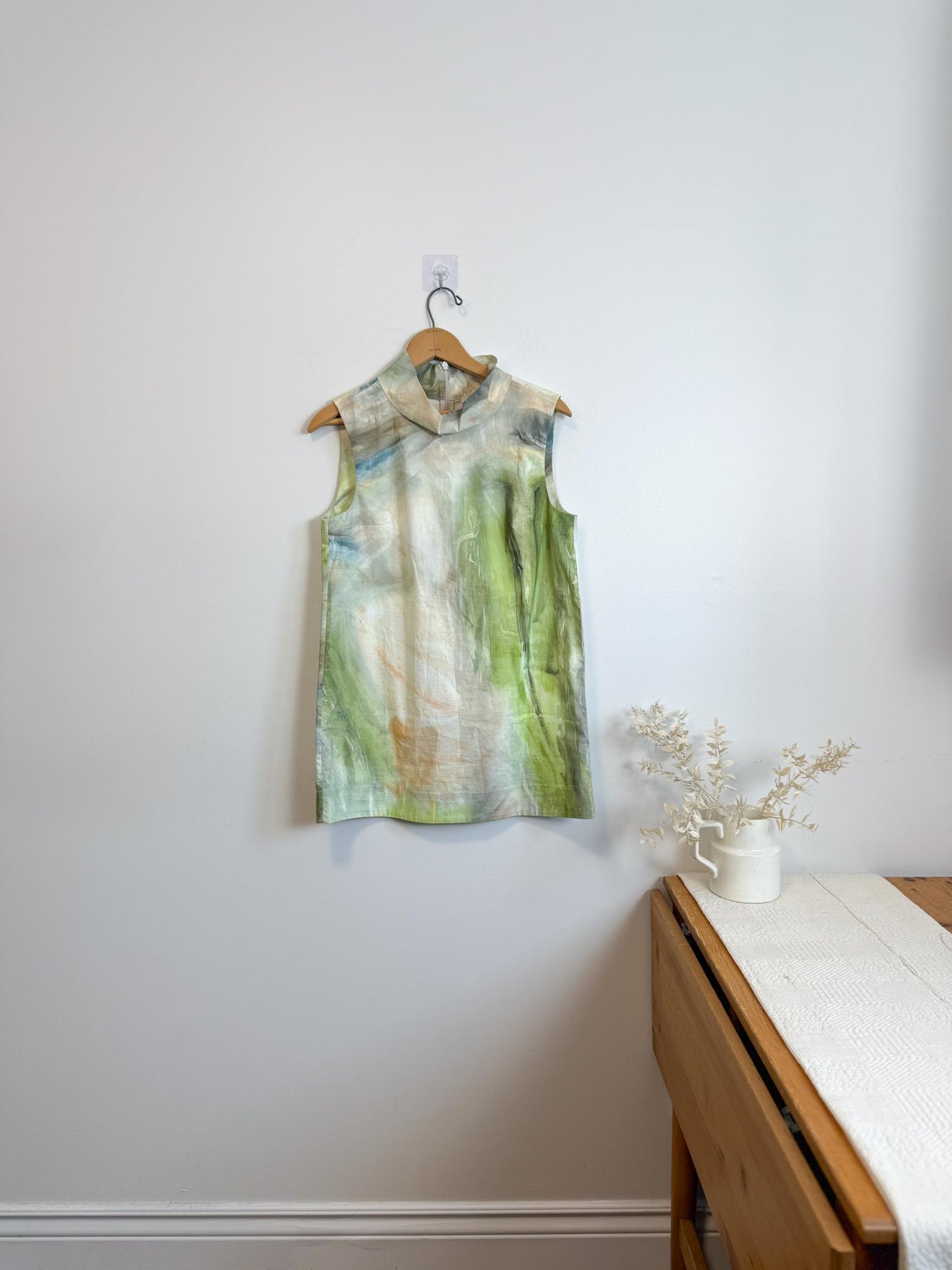 COS Mockneck Sleeveless Top in Blue/Green Watercolour Print (Size 6)