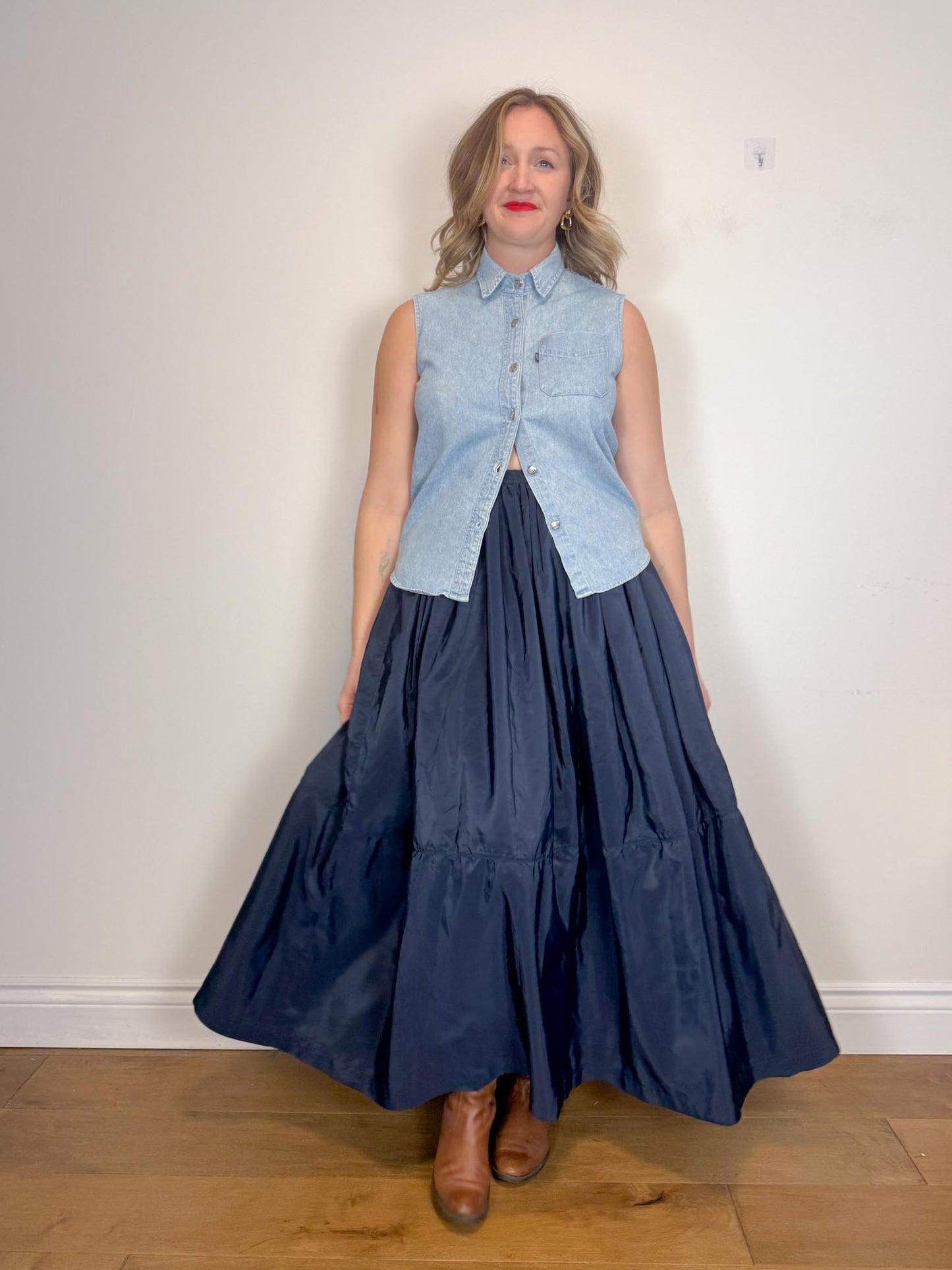 Full Maxi Skirt in Navy (Size L)