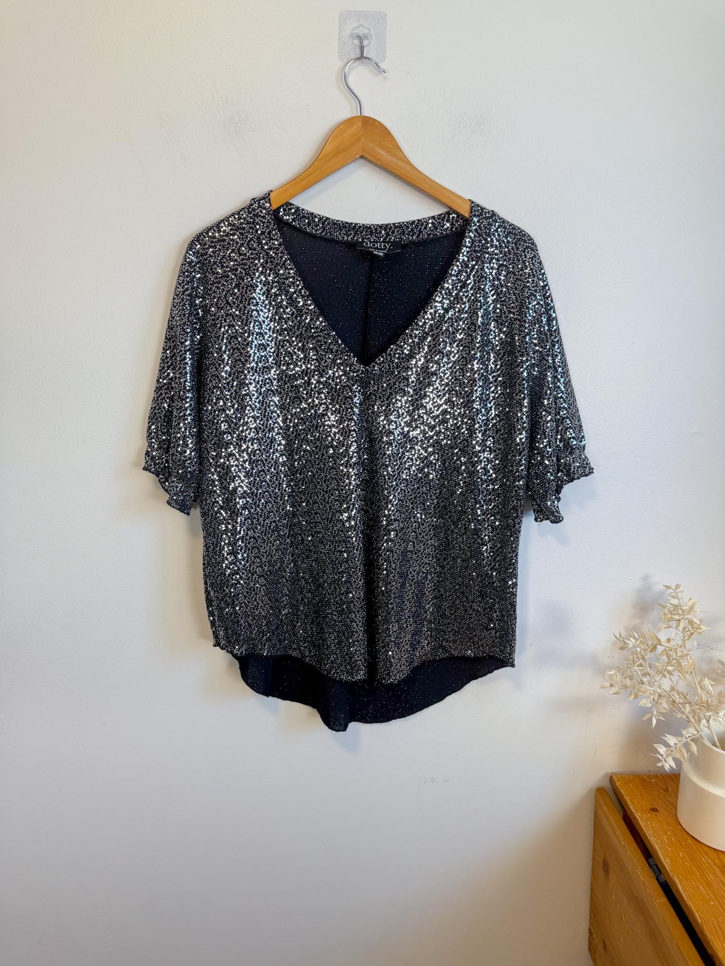 Dotty Made in Canada Metallic Sequin T-Shirt (Size M)