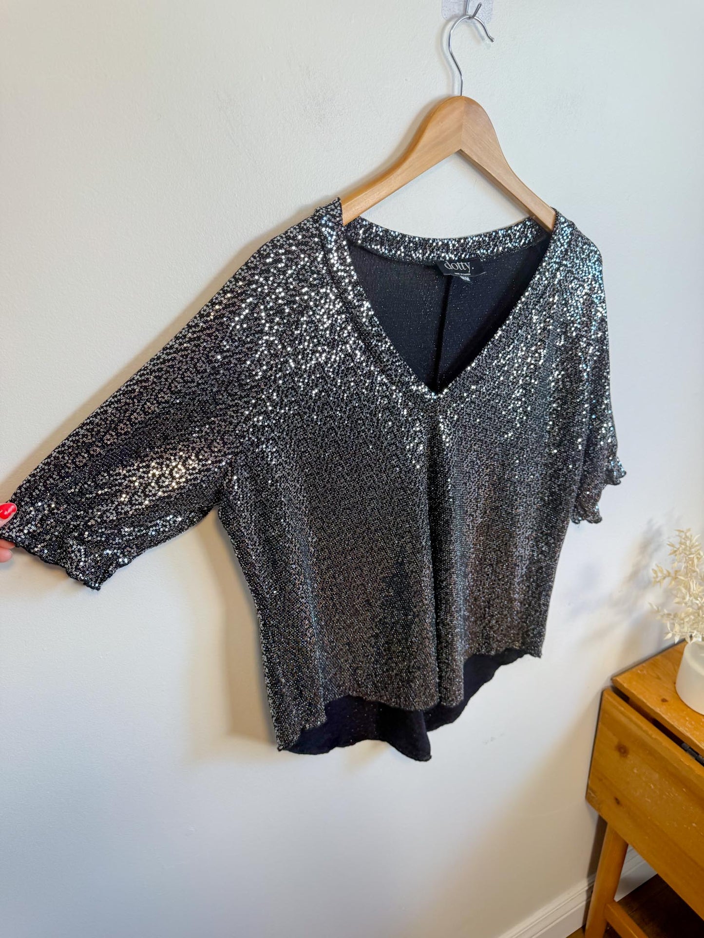 Dotty Made in Canada Metallic Sequin T-Shirt (Size M)