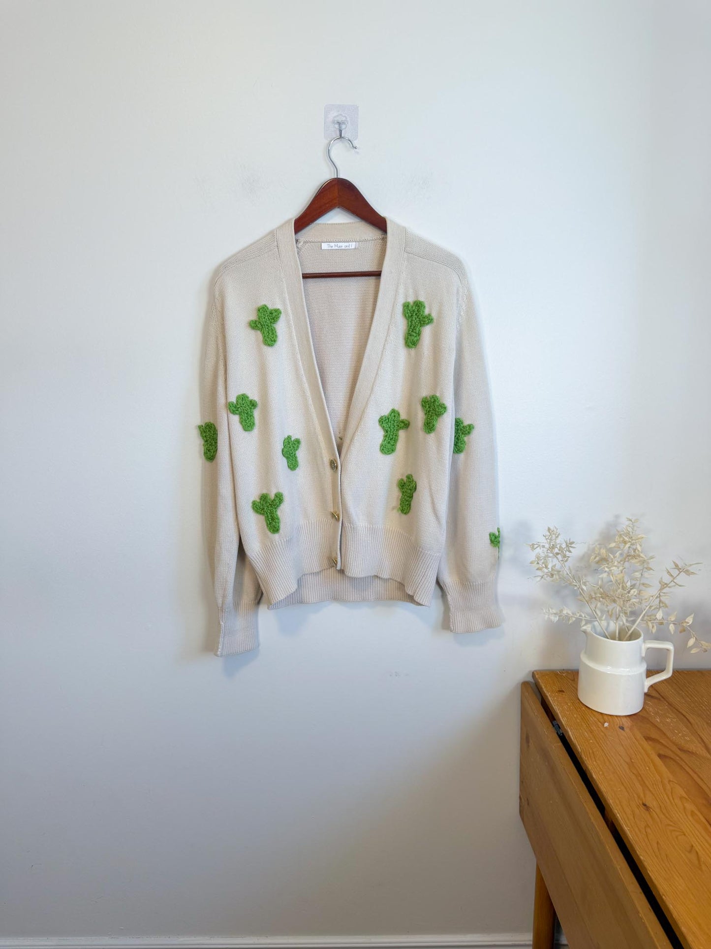 The Muse and I Cardigan with Embroidered Cacti (Size M)