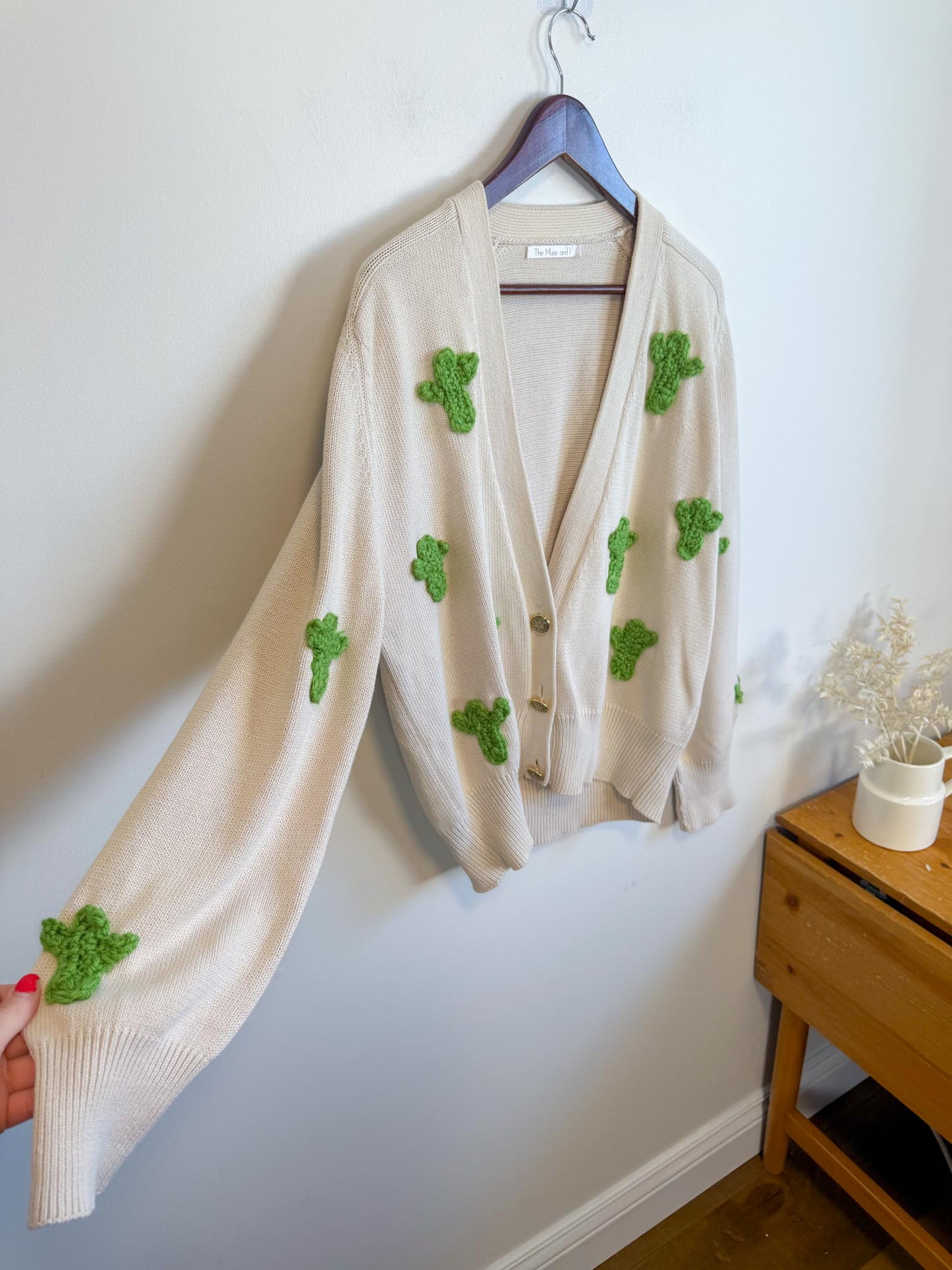 The Muse and I Cardigan with Embroidered Cacti (Size M)