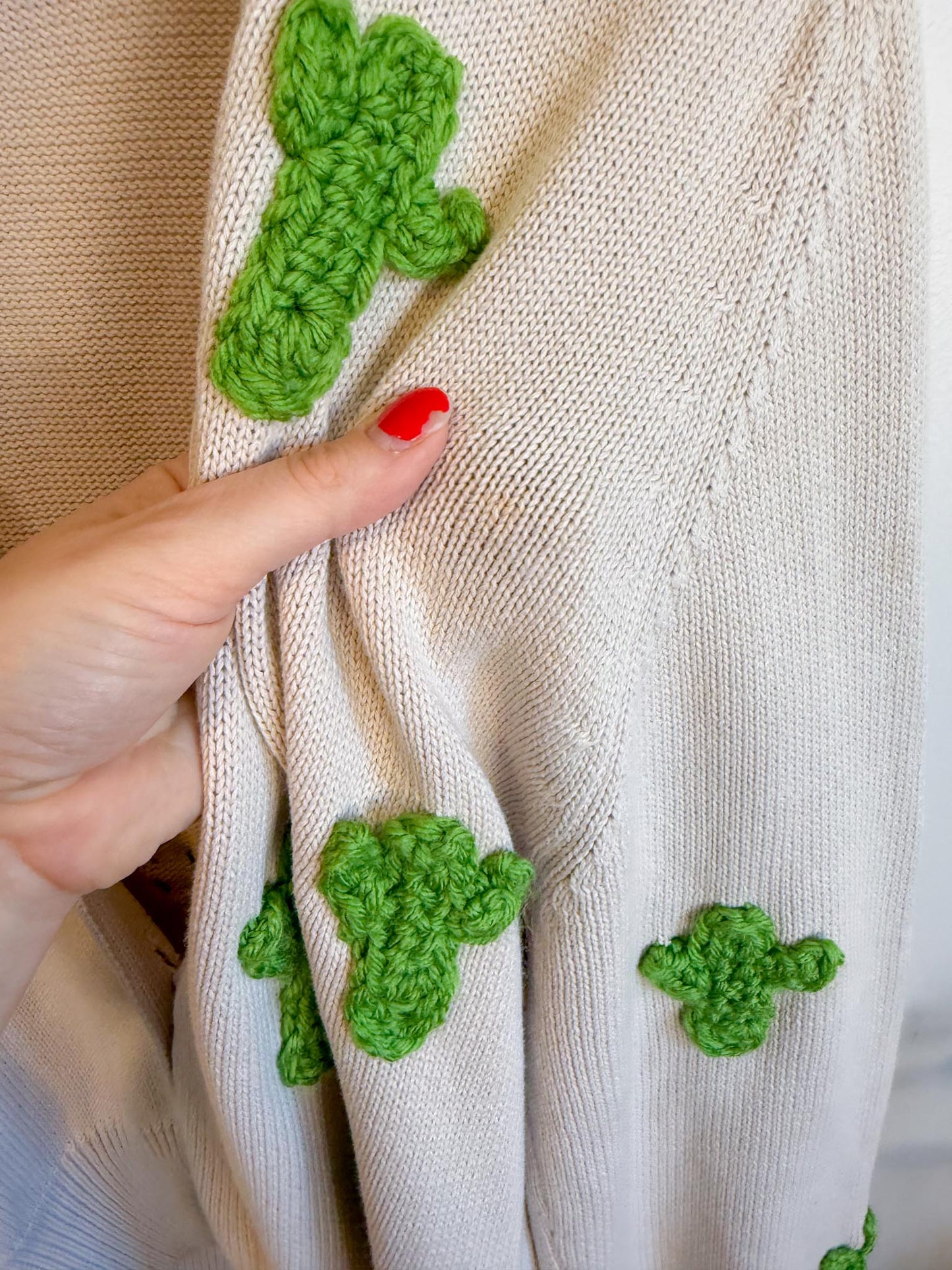 The Muse and I Cardigan with Embroidered Cacti (Size M)