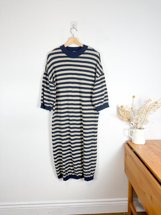 MSCH Copenhagen "Wagna 3/4 Striped Wool Dress" (Size L/XL)