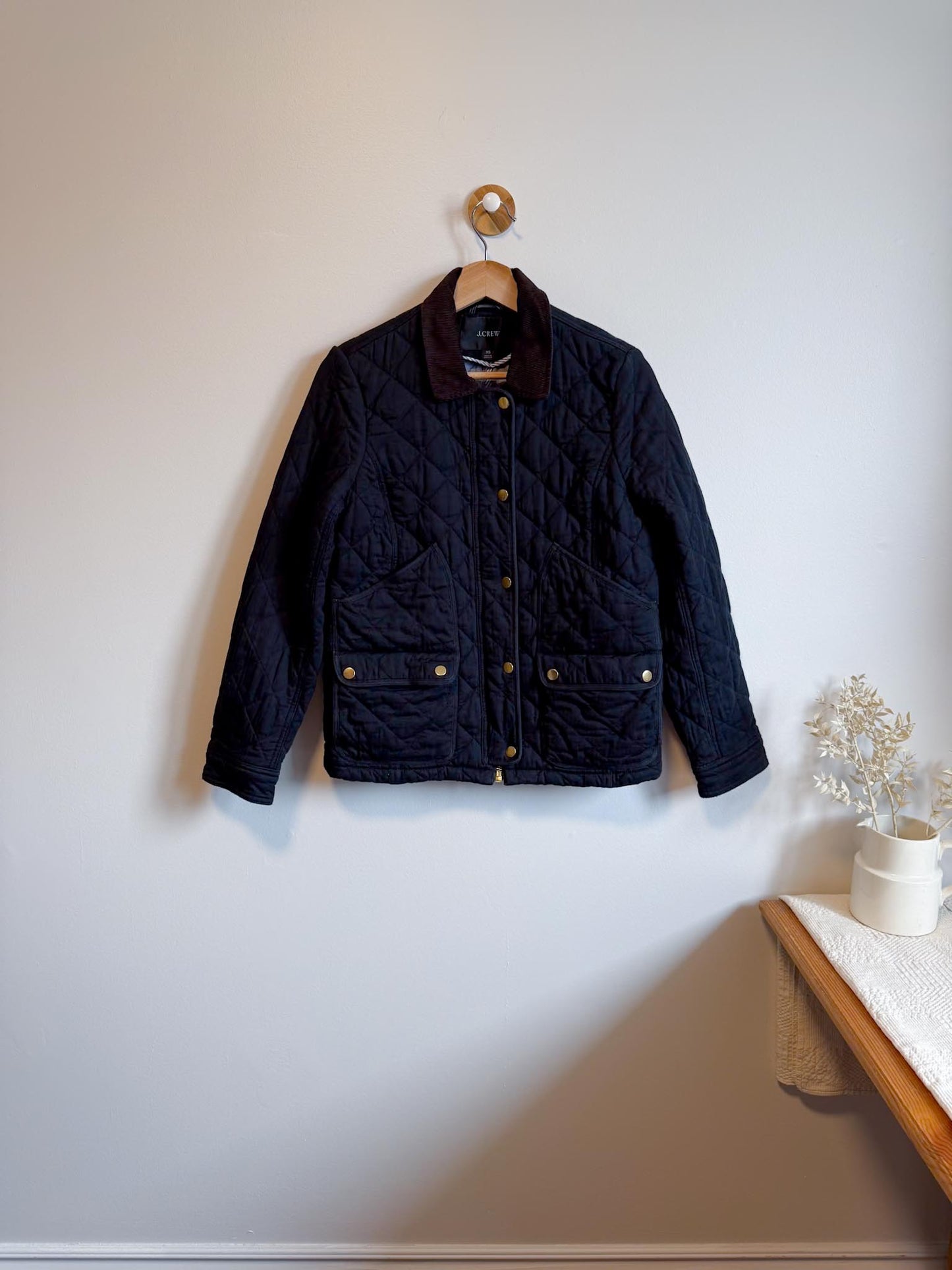 J.Crew Quilted Navy Chore Coat with Corduroy Collar (Size XS)