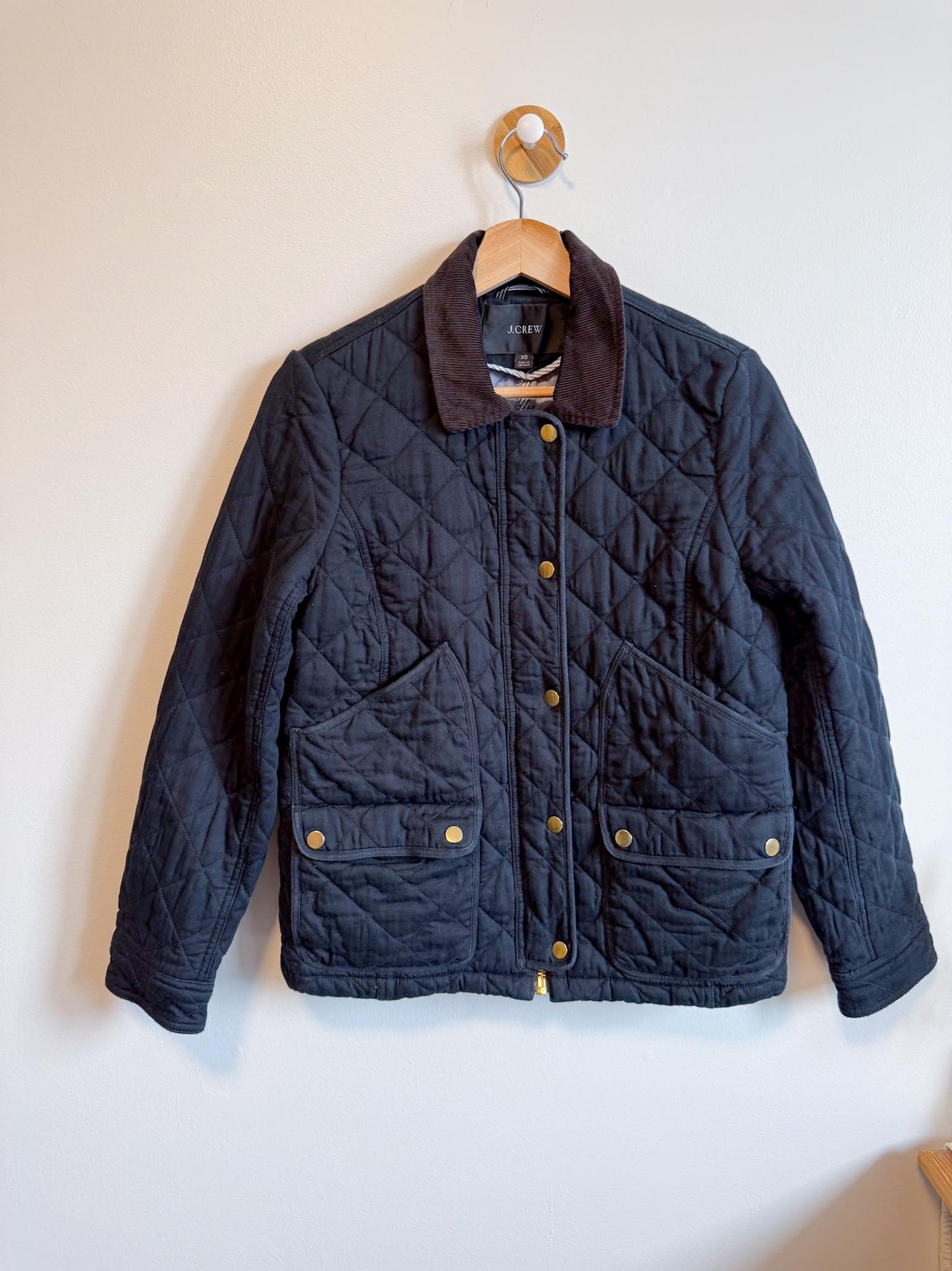 J.Crew Quilted Navy Chore Coat with Corduroy Collar (Size XS)