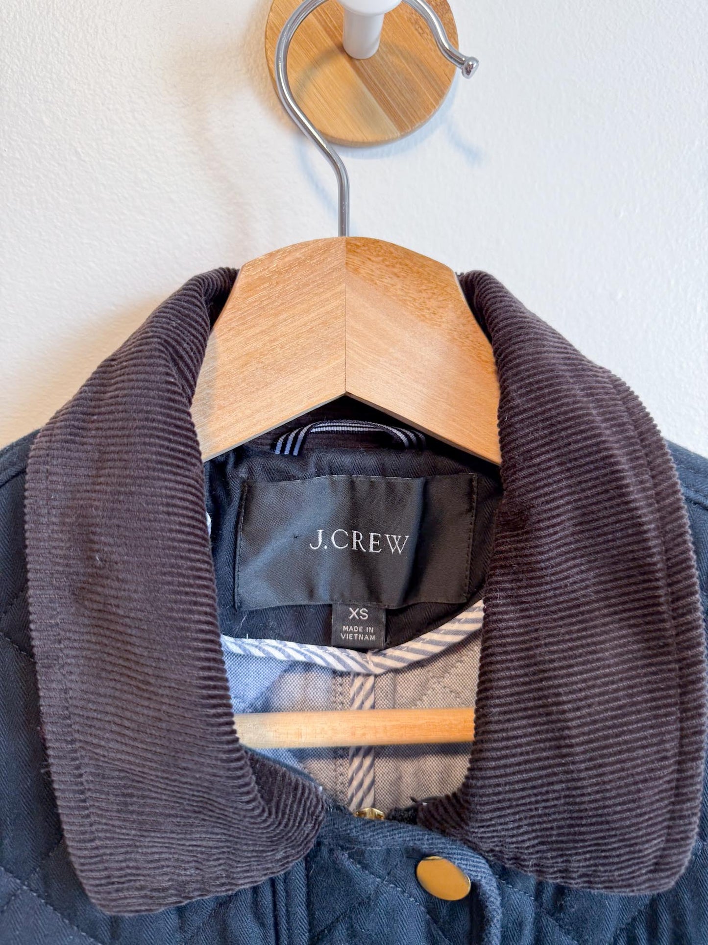 J.Crew Quilted Navy Chore Coat with Corduroy Collar (Size XS)