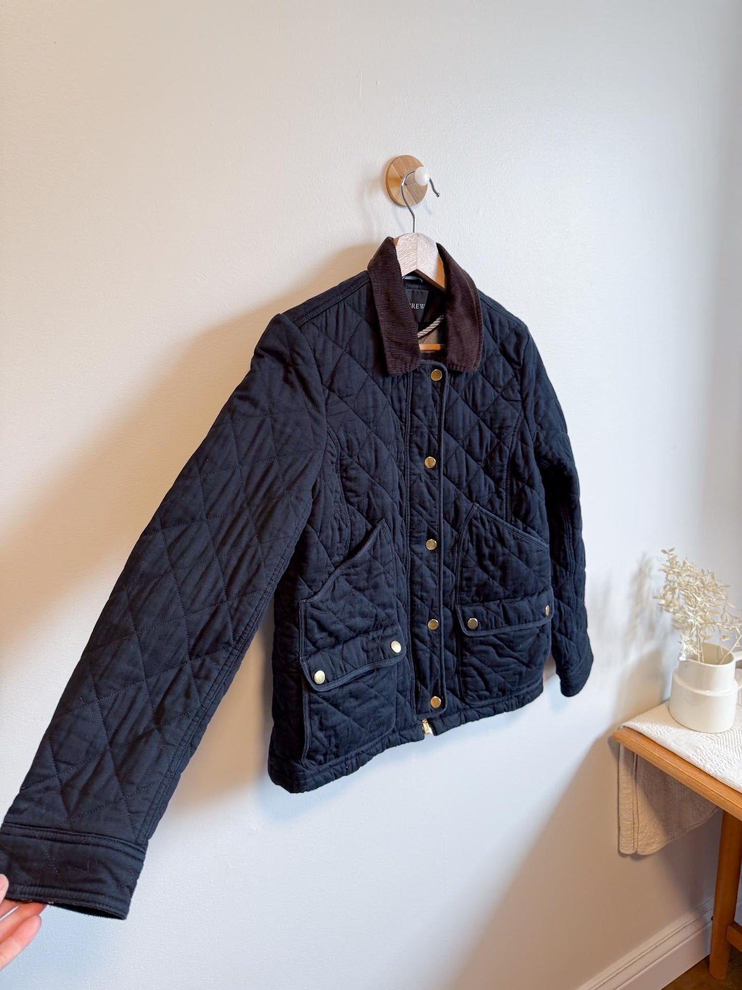 J.Crew Quilted Navy Chore Coat with Corduroy Collar (Size XS)